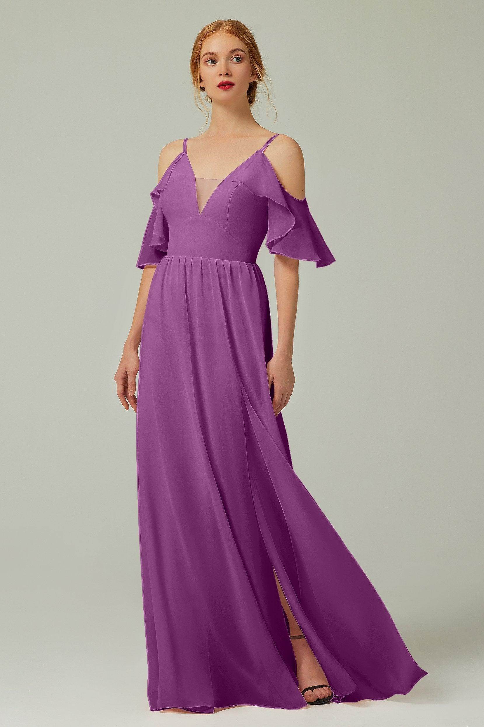 A-Line Floor Length Chiffon Bridesmaid Dress CB0236 - COCOMELODY