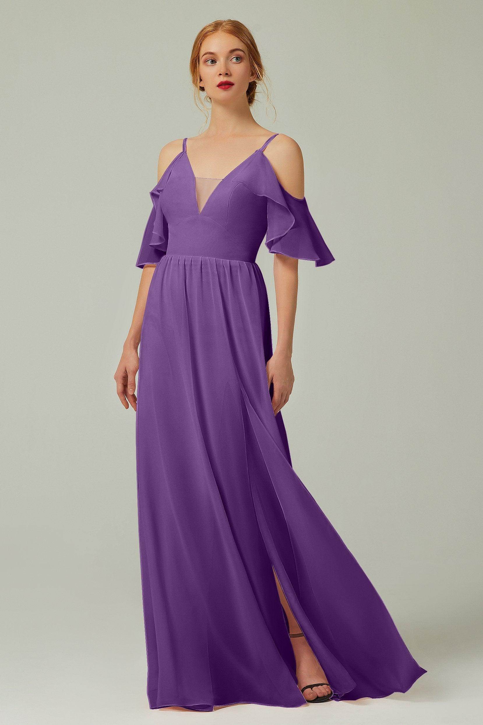 A-Line Floor Length Chiffon Bridesmaid Dress CB0236 - COCOMELODY