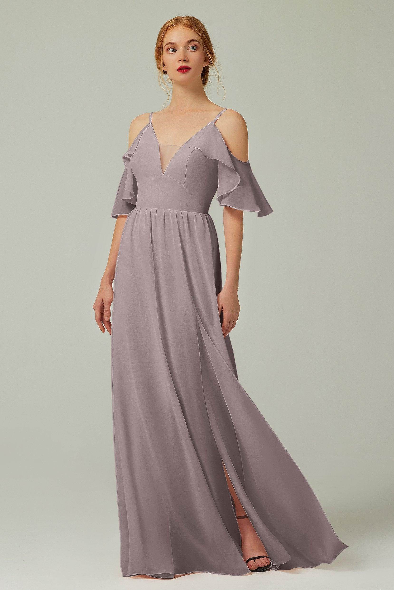 A-Line Floor Length Chiffon Bridesmaid Dress CB0236 - COCOMELODY
