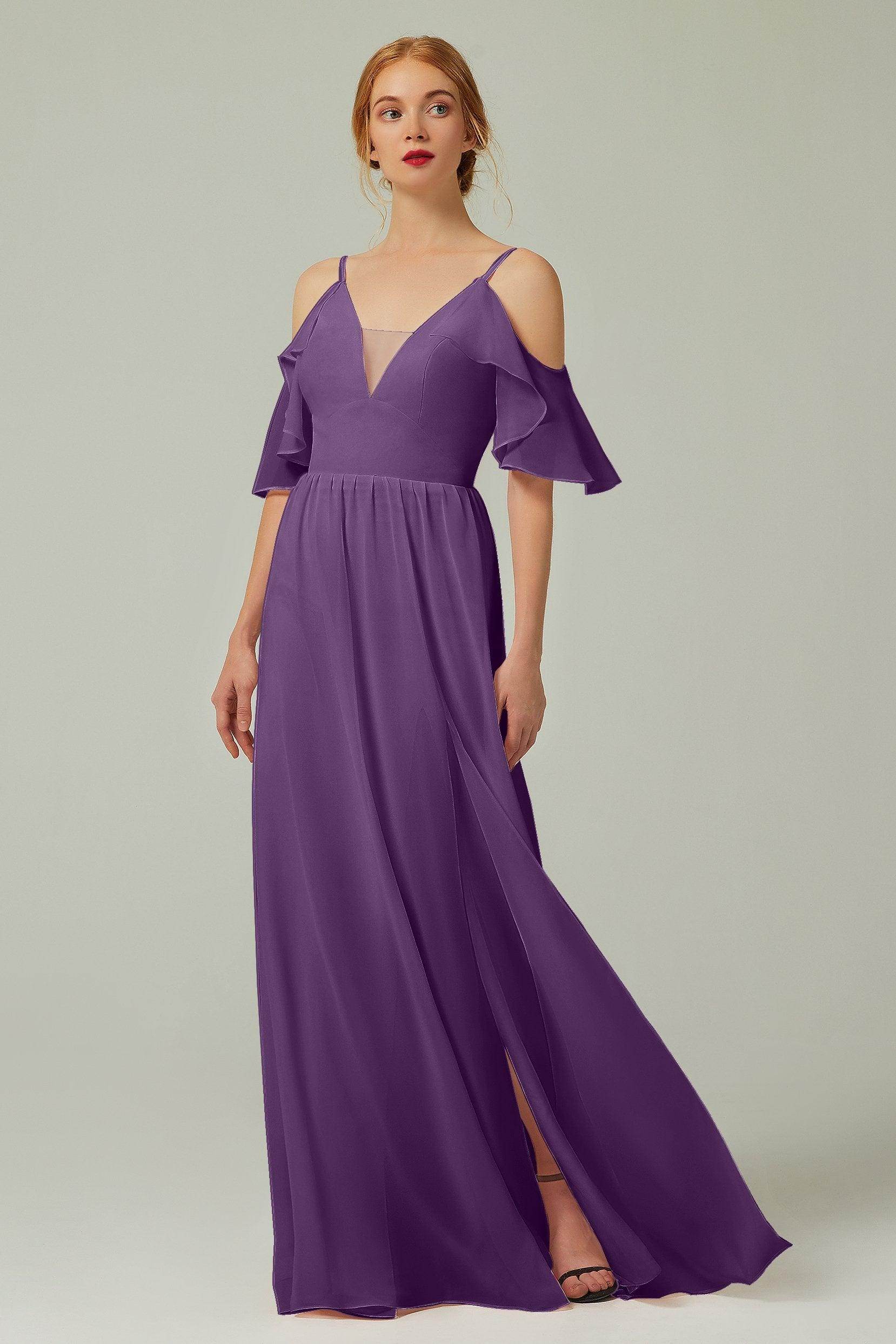 A-Line Floor Length Chiffon Bridesmaid Dress CB0236 - COCOMELODY