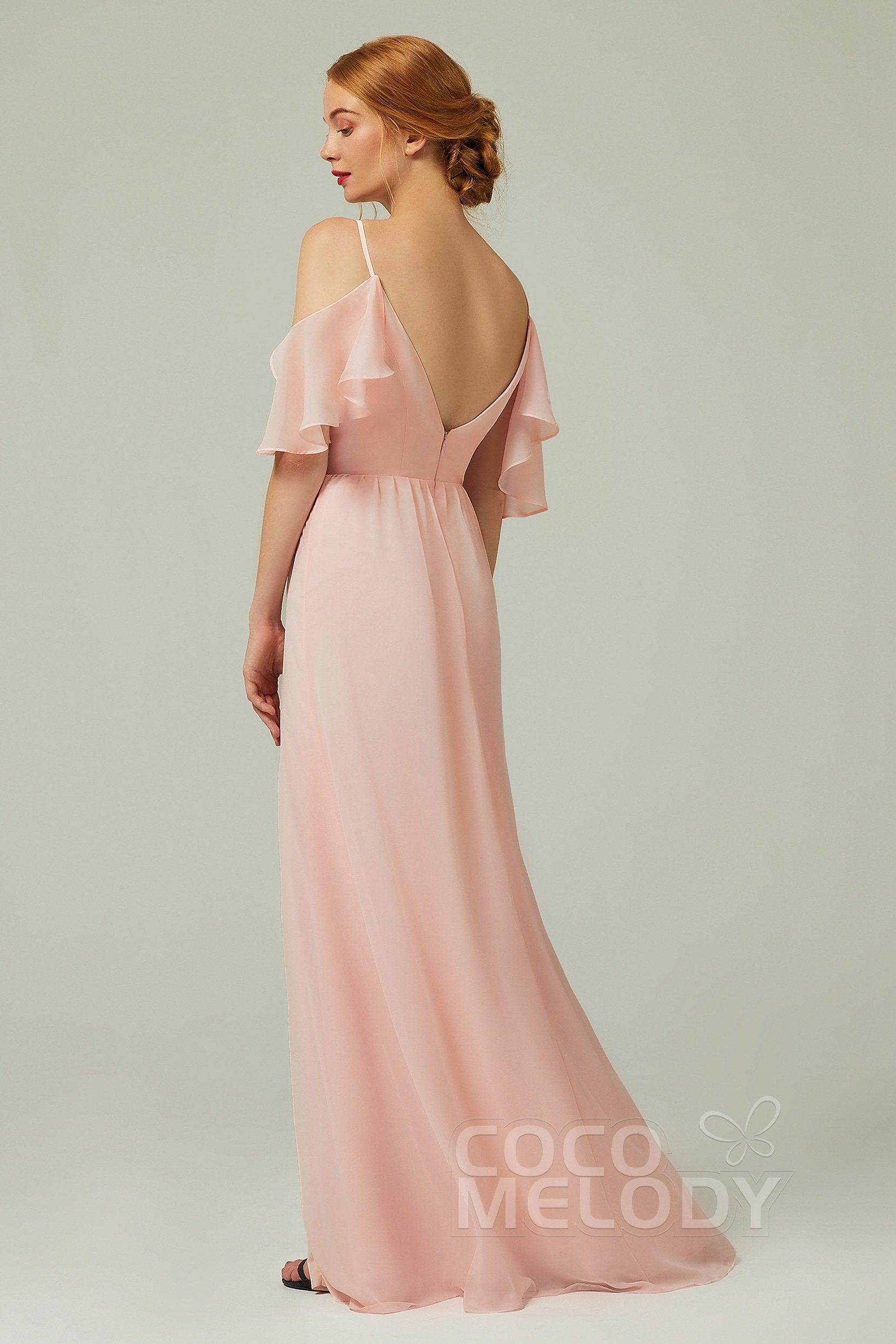 A-Line Floor Length Chiffon Bridesmaid Dress CB0236 - COCOMELODY