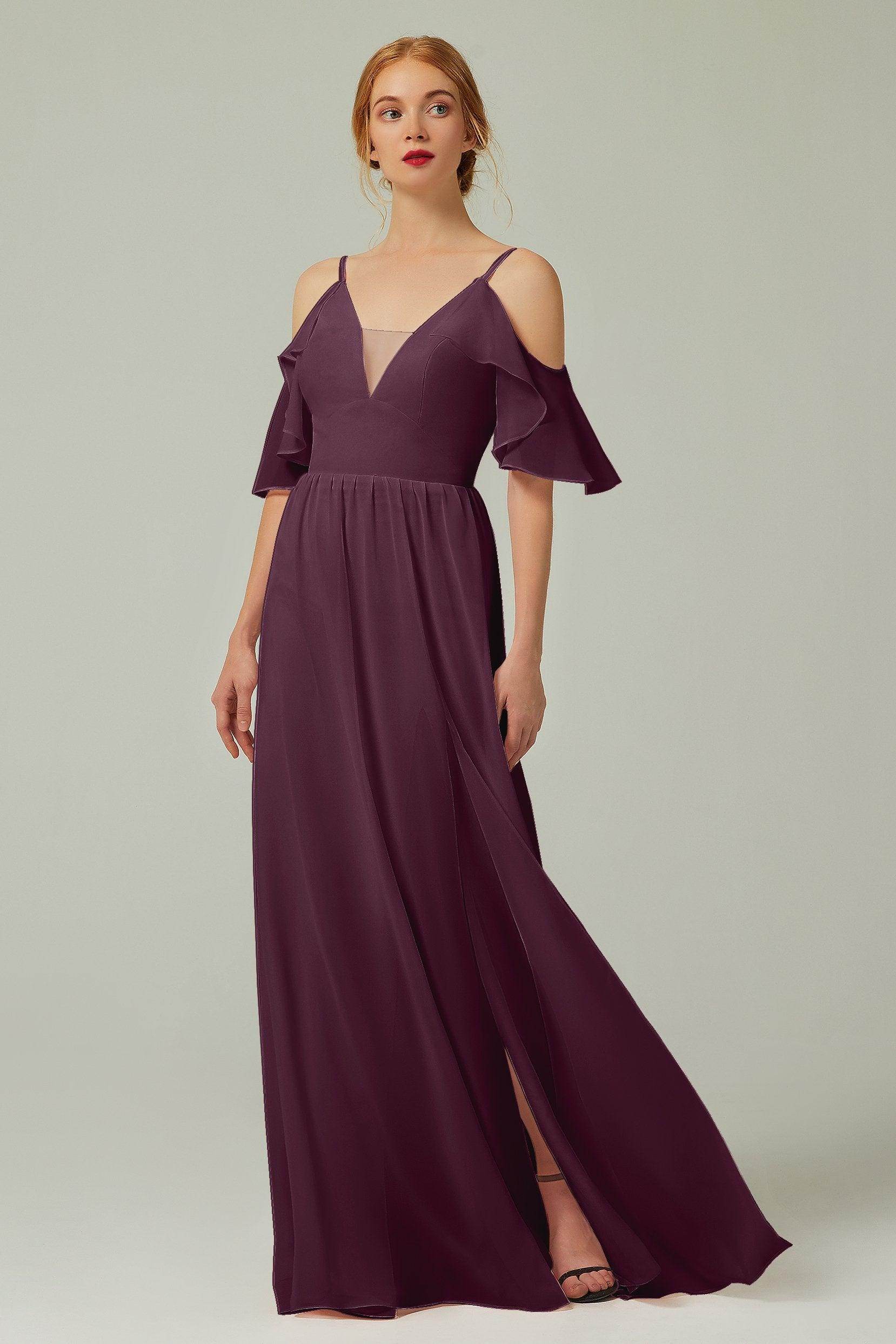 A-Line Floor Length Chiffon Bridesmaid Dress CB0236 - COCOMELODY