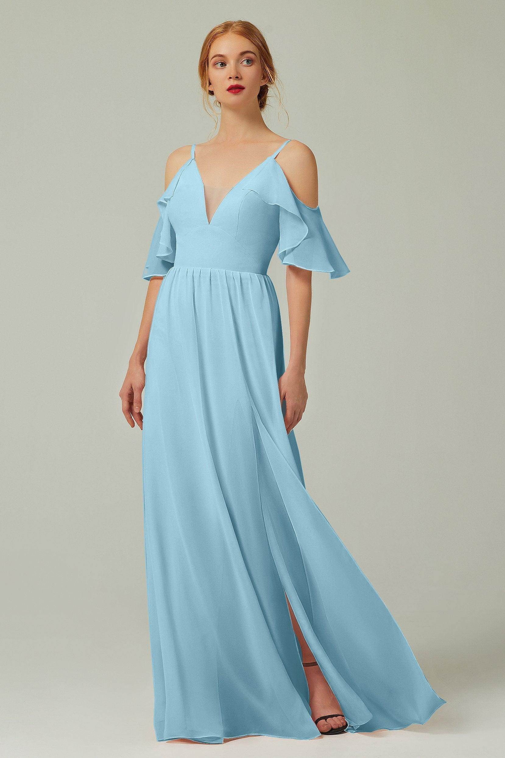 A-Line Floor Length Chiffon Bridesmaid Dress CB0236 - COCOMELODY