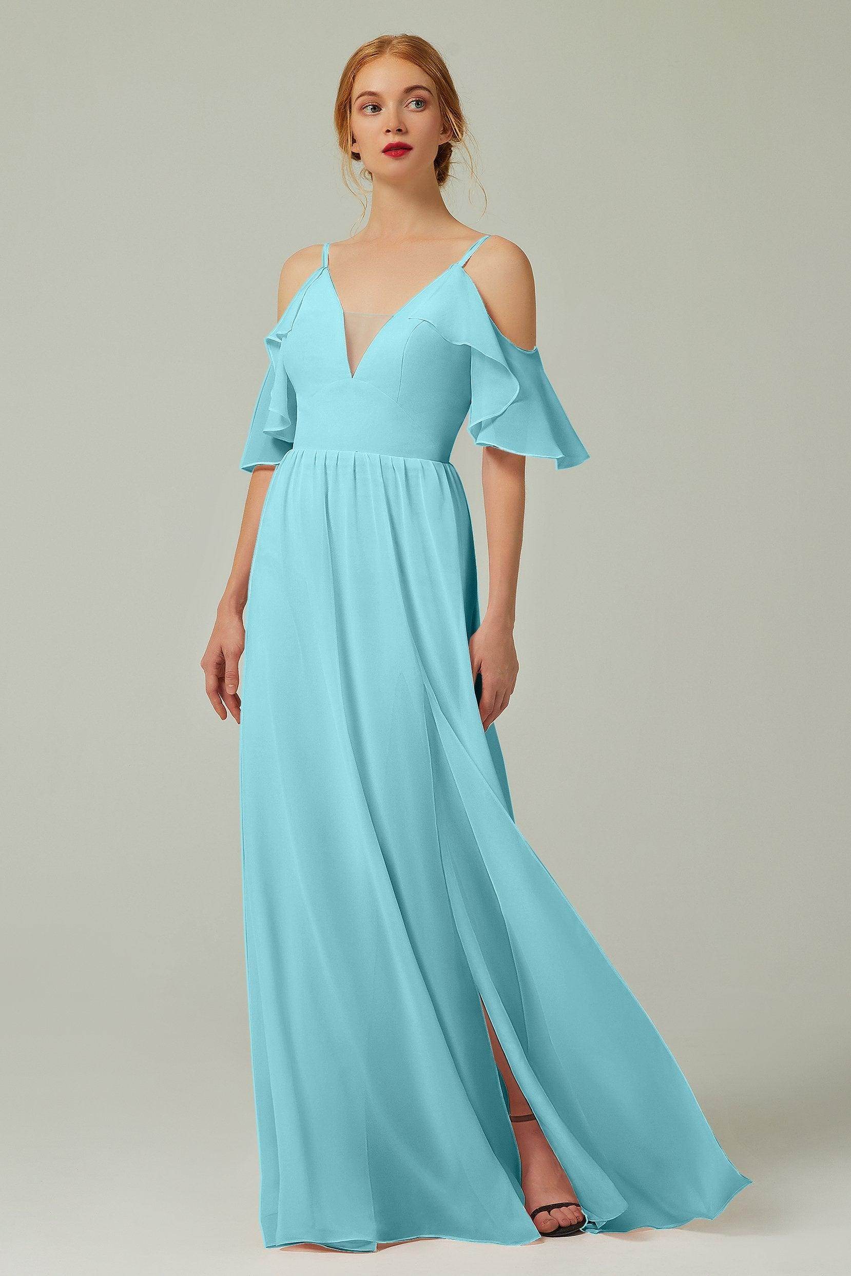 A-Line Floor Length Chiffon Bridesmaid Dress CB0236 - COCOMELODY
