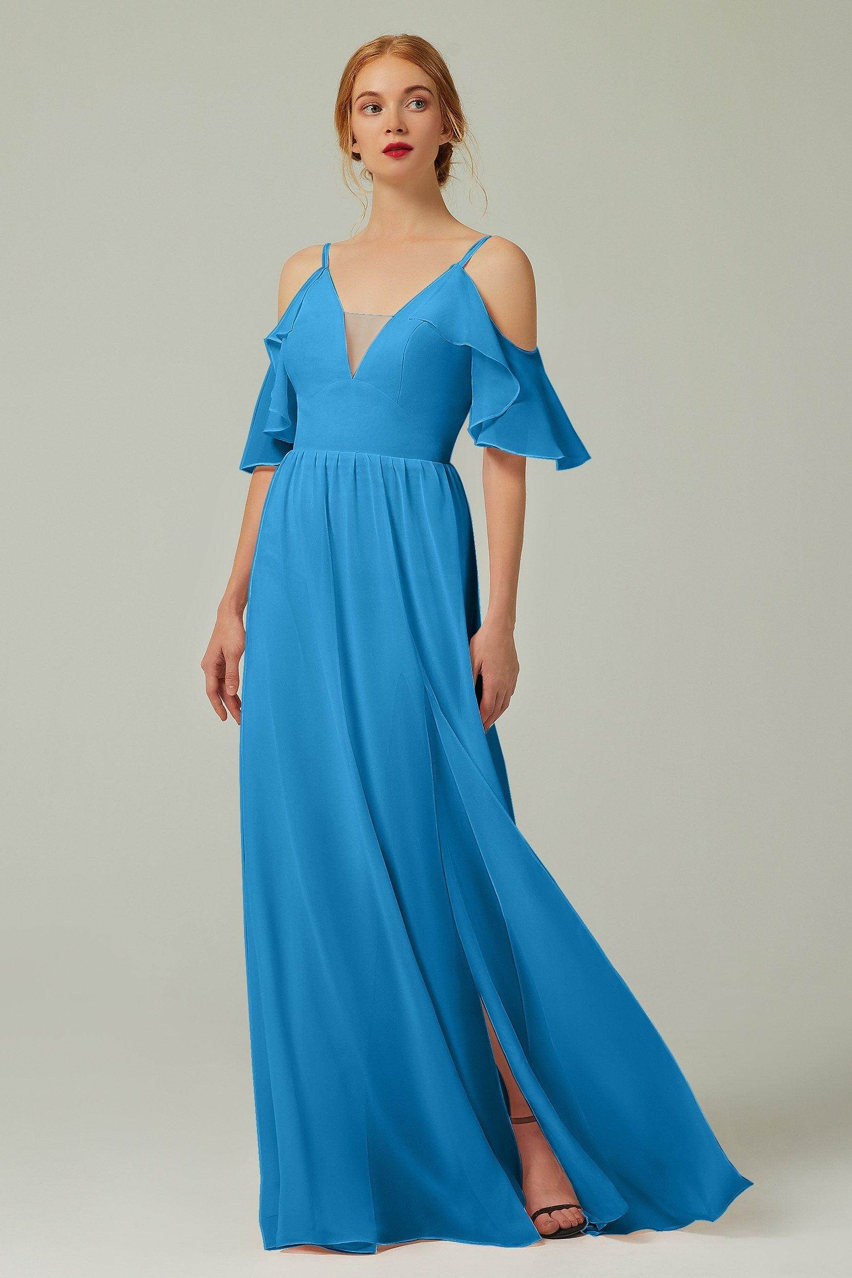 A-Line Floor Length Chiffon Bridesmaid Dress CB0236 - COCOMELODY