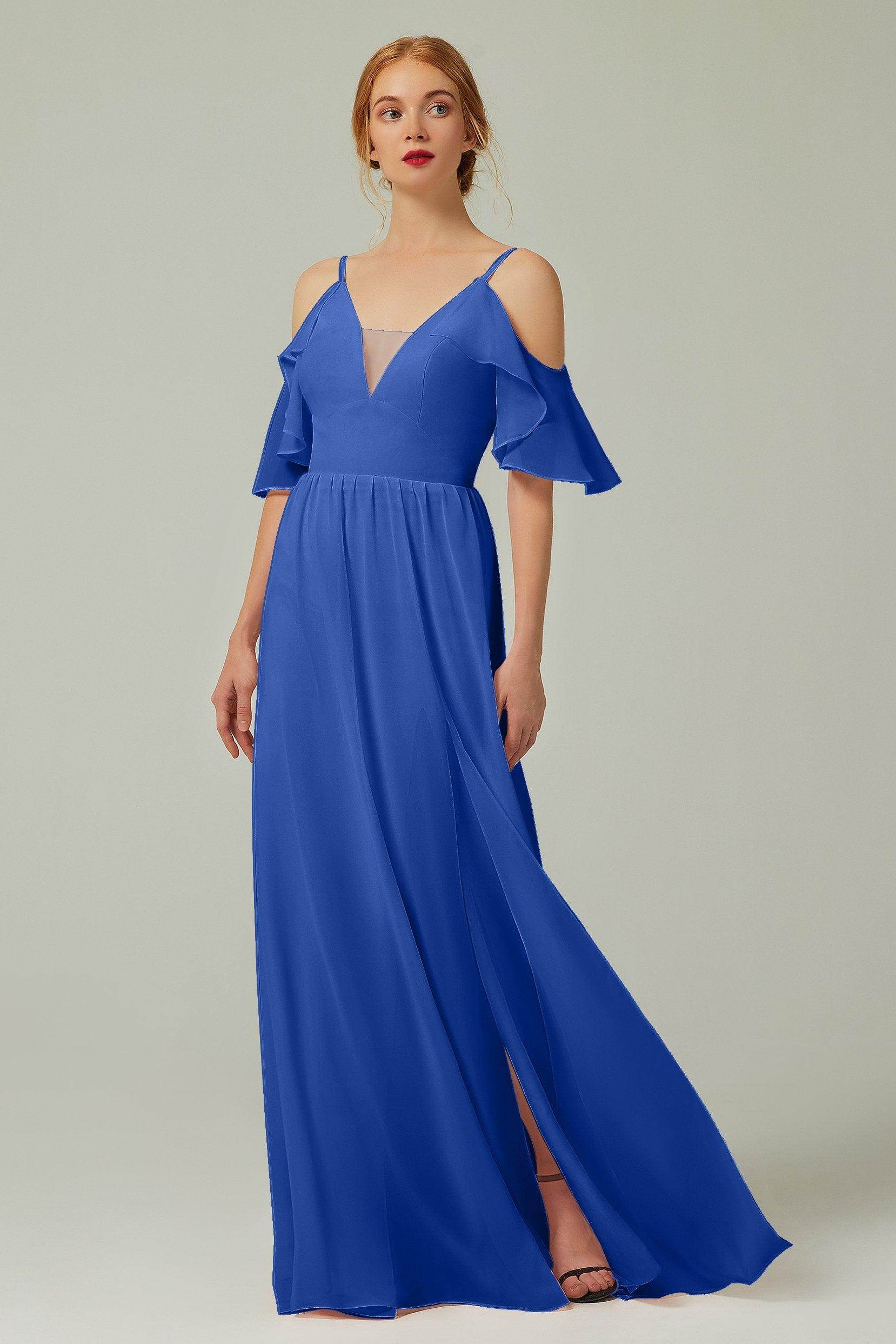 A-Line Floor Length Chiffon Bridesmaid Dress CB0236 - COCOMELODY