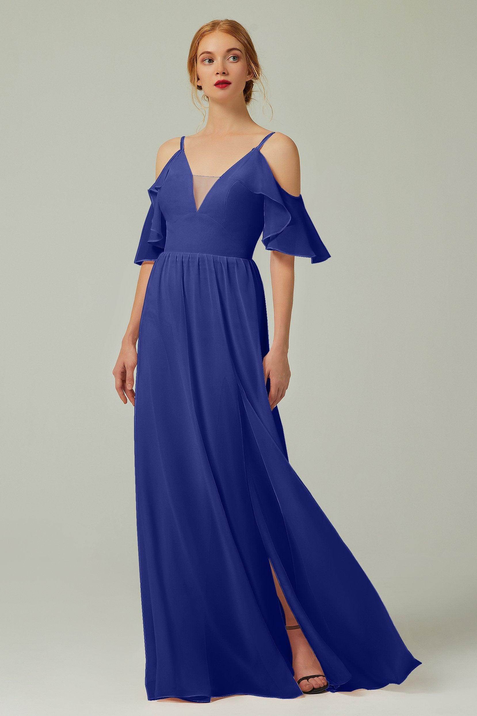 A-Line Floor Length Chiffon Bridesmaid Dress CB0236 - COCOMELODY