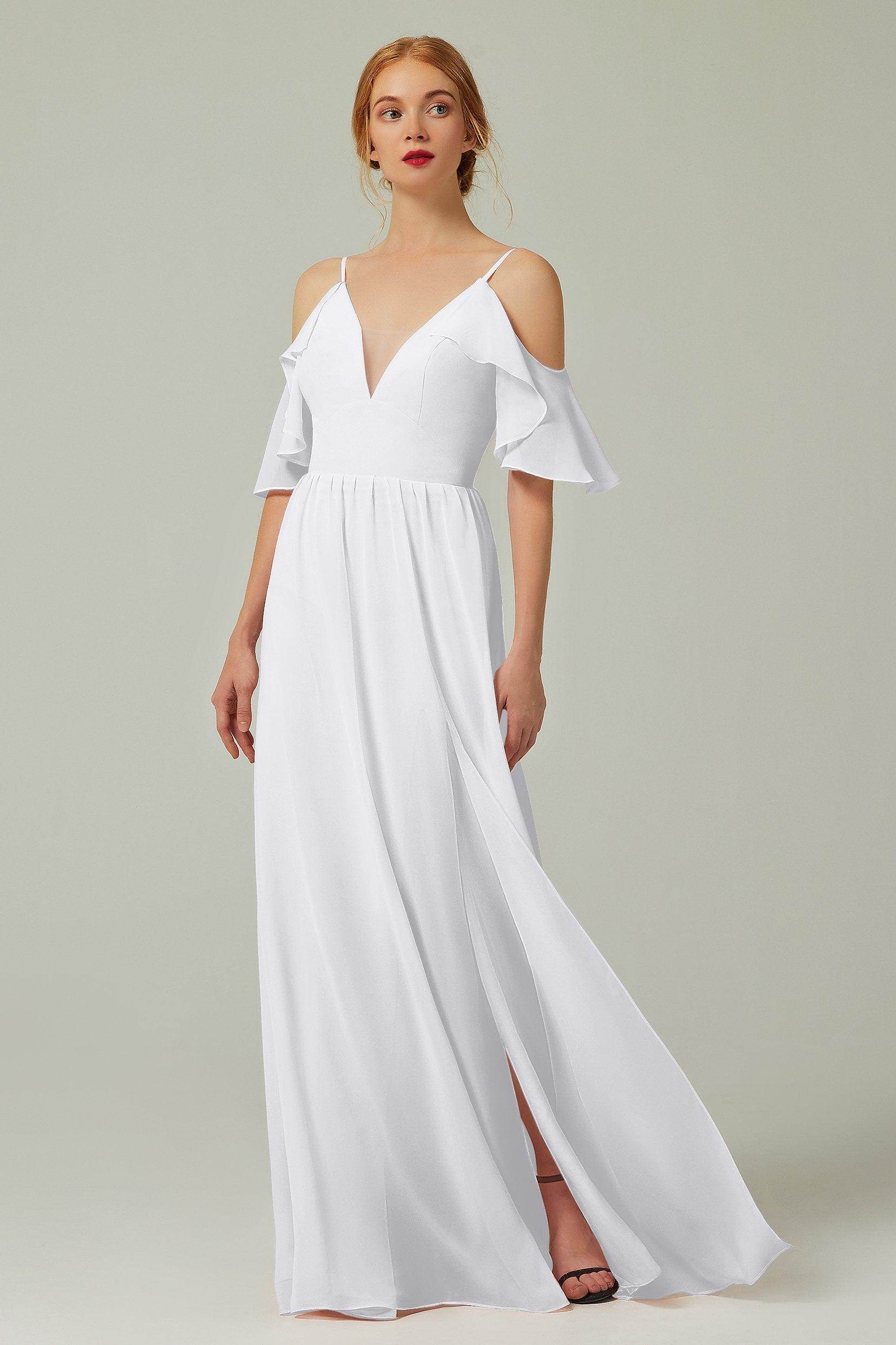 A-Line Floor Length Chiffon Bridesmaid Dress CB0236 - COCOMELODY