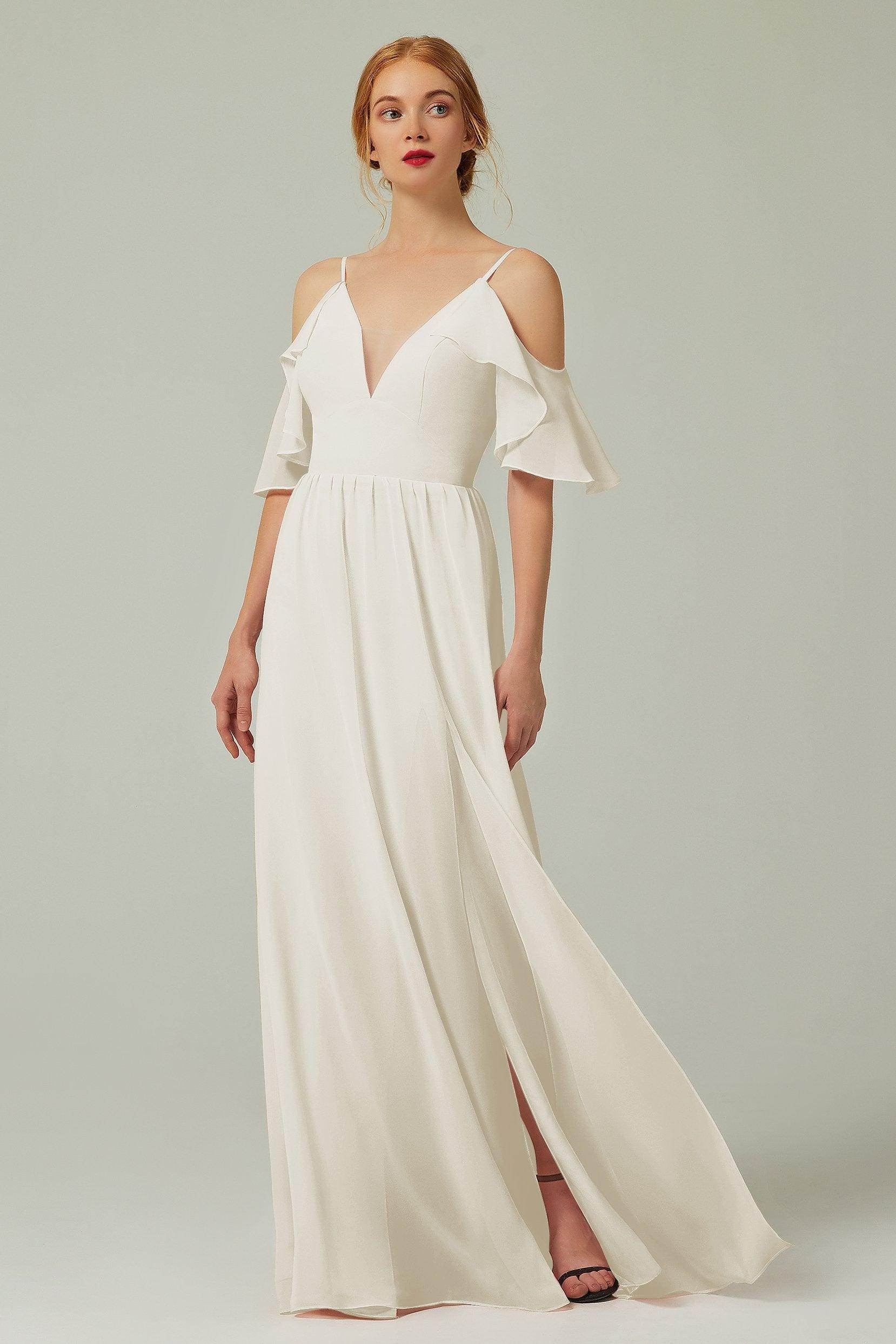 A-Line Floor Length Chiffon Bridesmaid Dress CB0236 - COCOMELODY