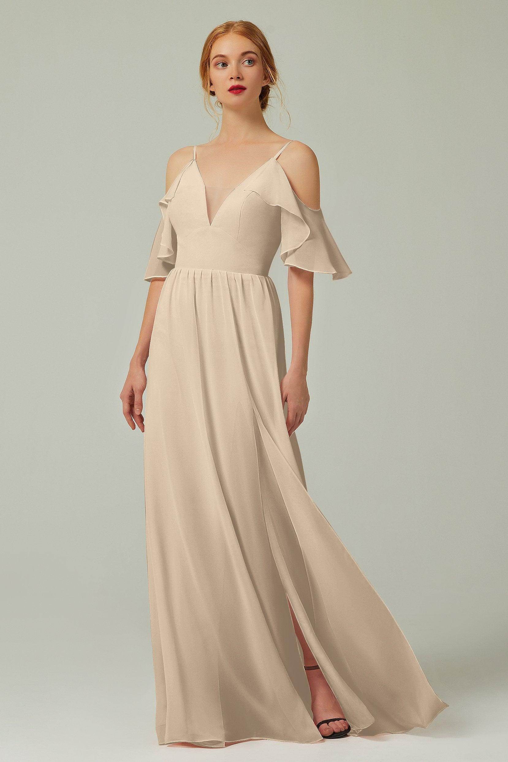 A-Line Floor Length Chiffon Bridesmaid Dress CB0236 - COCOMELODY