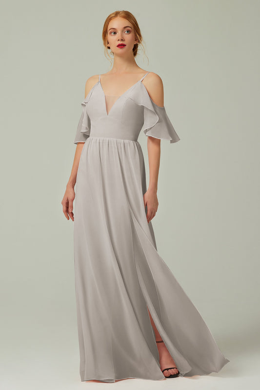 A-Line Floor Length Chiffon Bridesmaid Dress CB0236