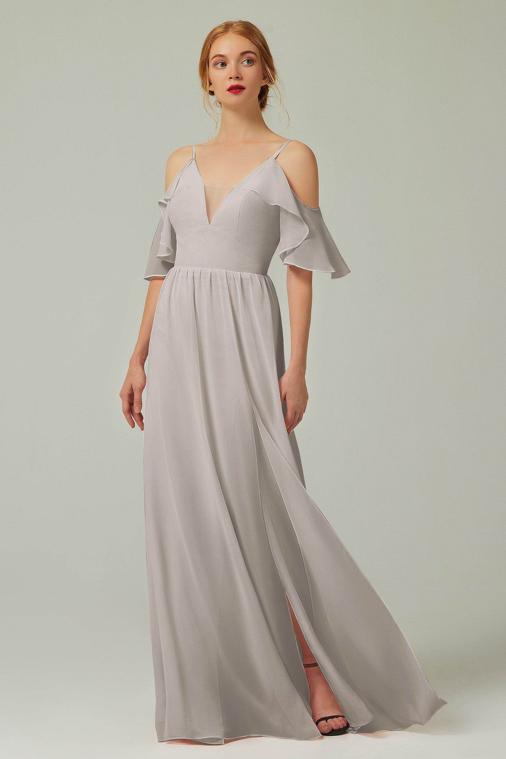 A-Line Floor Length Chiffon Bridesmaid Dress CB0236 - COCOMELODY