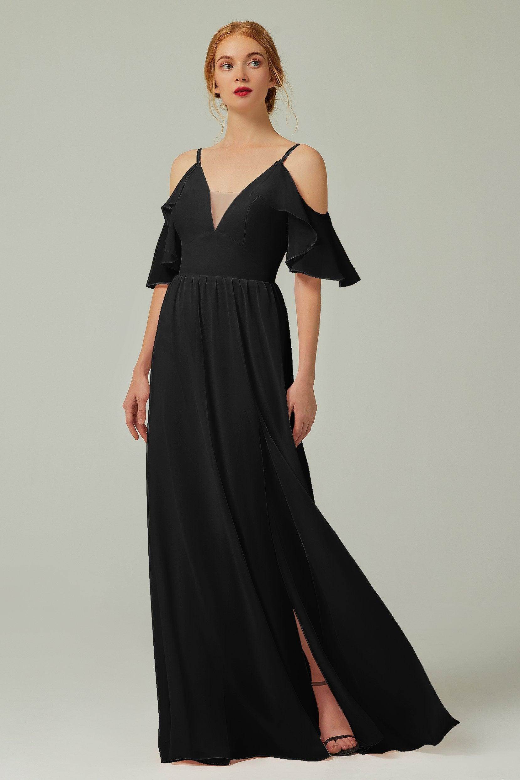 A-Line Floor Length Chiffon Bridesmaid Dress CB0236 - COCOMELODY