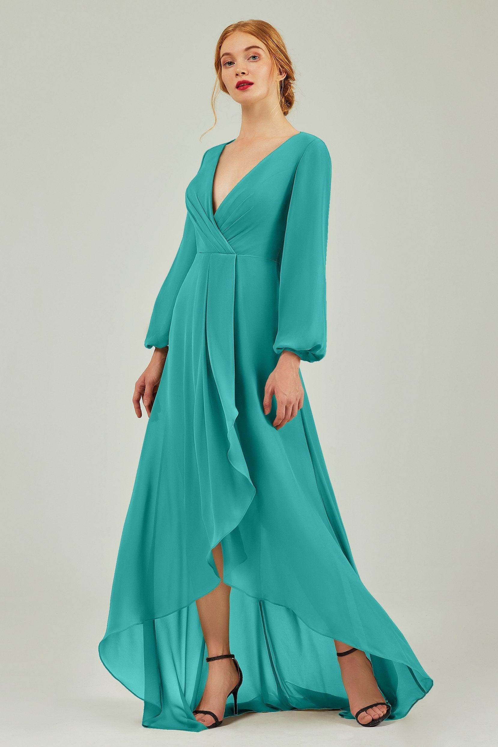 Asymmetrical Sweep-Brush Chiffon Bridesmaid Dress Formal Dresses CB0239 - COCOMELODY