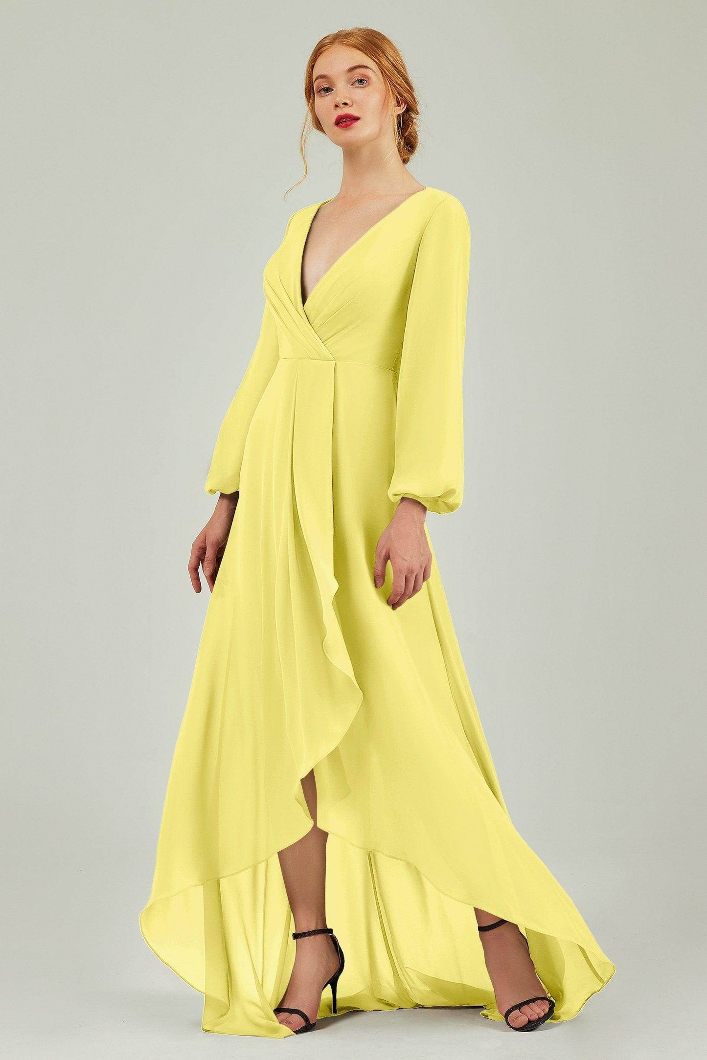Asymmetrical Sweep-Brush Chiffon Bridesmaid Dress Formal Dresses CB0239 - COCOMELODY
