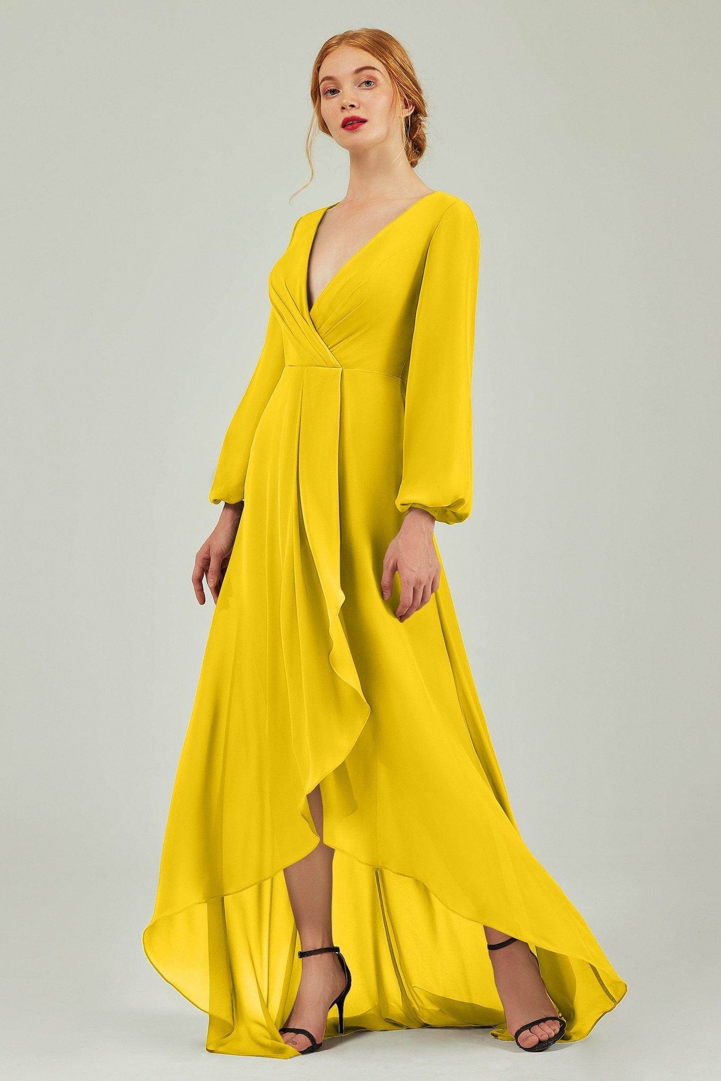 Asymmetrical Sweep-Brush Chiffon Bridesmaid Dress Formal Dresses CB0239 - COCOMELODY