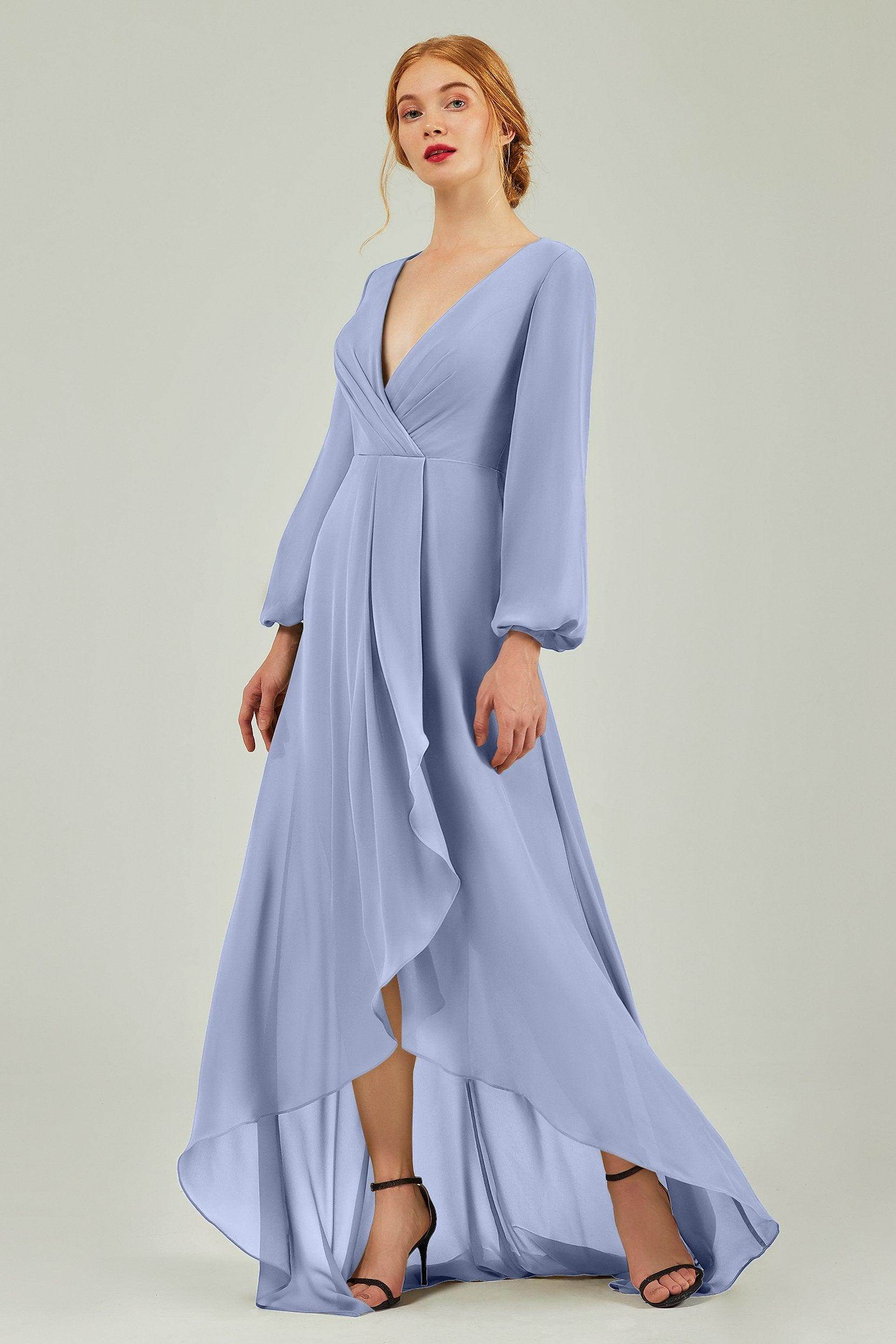 Asymmetrical Sweep-Brush Chiffon Bridesmaid Dress Formal Dresses CB0239 - COCOMELODY