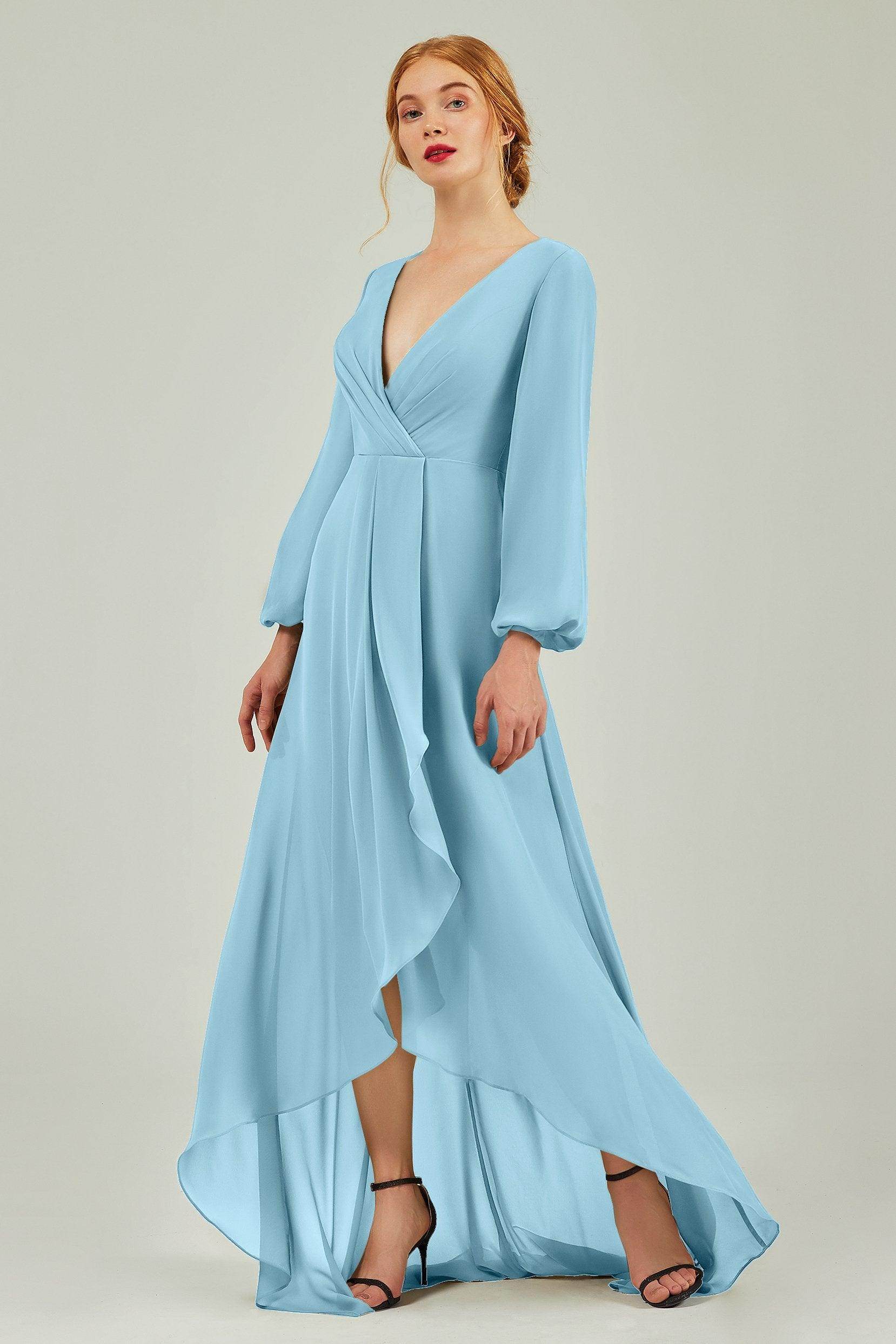 Asymmetrical Sweep-Brush Chiffon Bridesmaid Dress Formal Dresses CB0239 - COCOMELODY