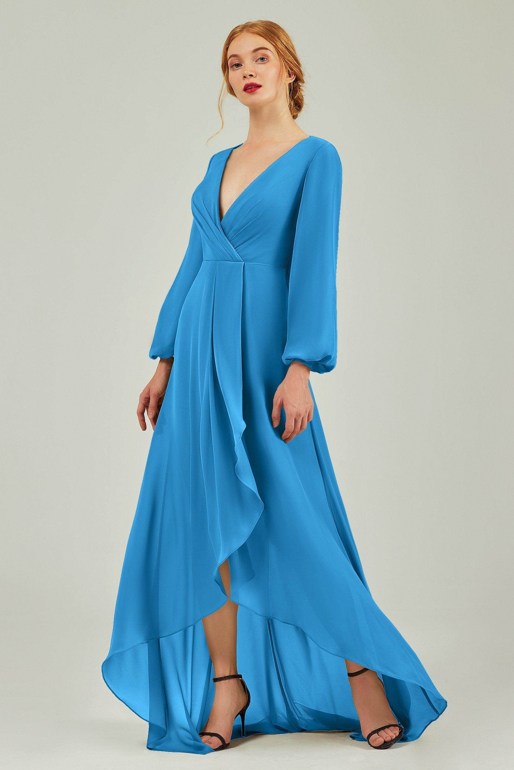 Asymmetrical Sweep-Brush Chiffon Bridesmaid Dress Formal Dresses CB0239 - COCOMELODY