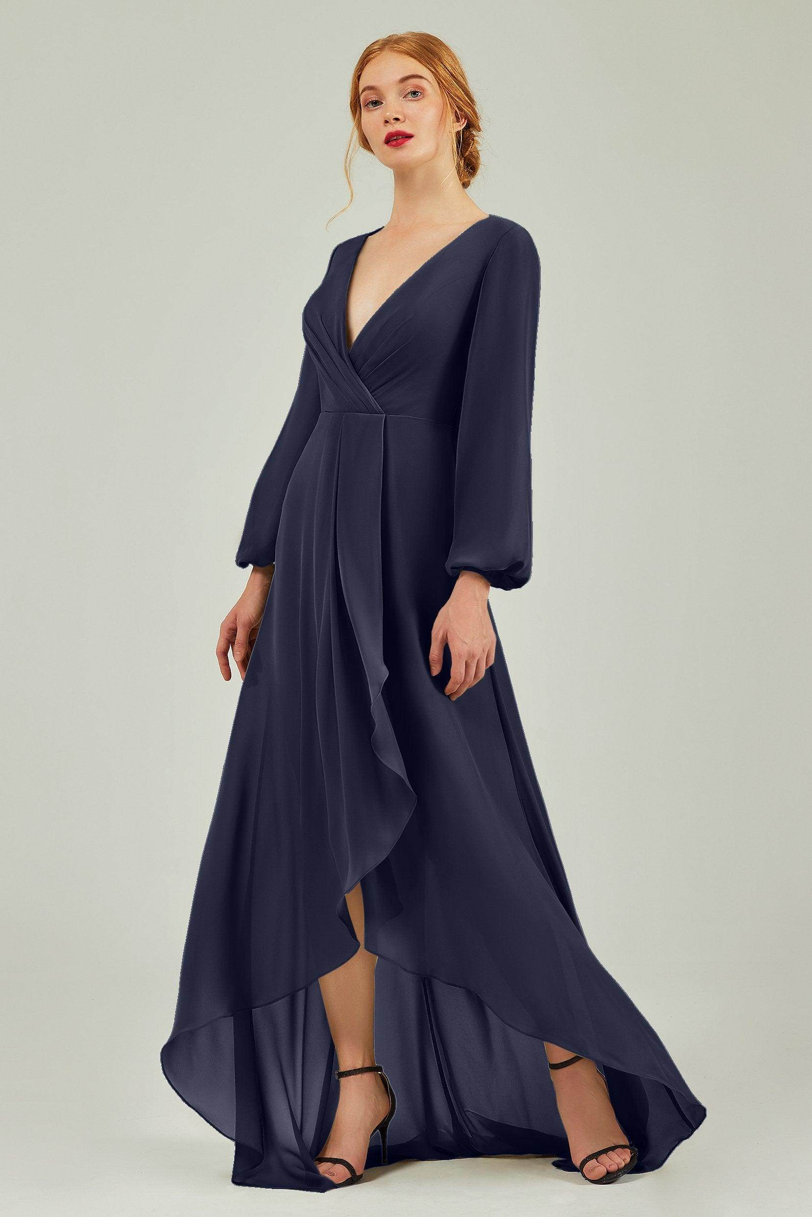 Asymmetrical Sweep-Brush Chiffon Bridesmaid Dress Formal Dresses CB0239 - COCOMELODY