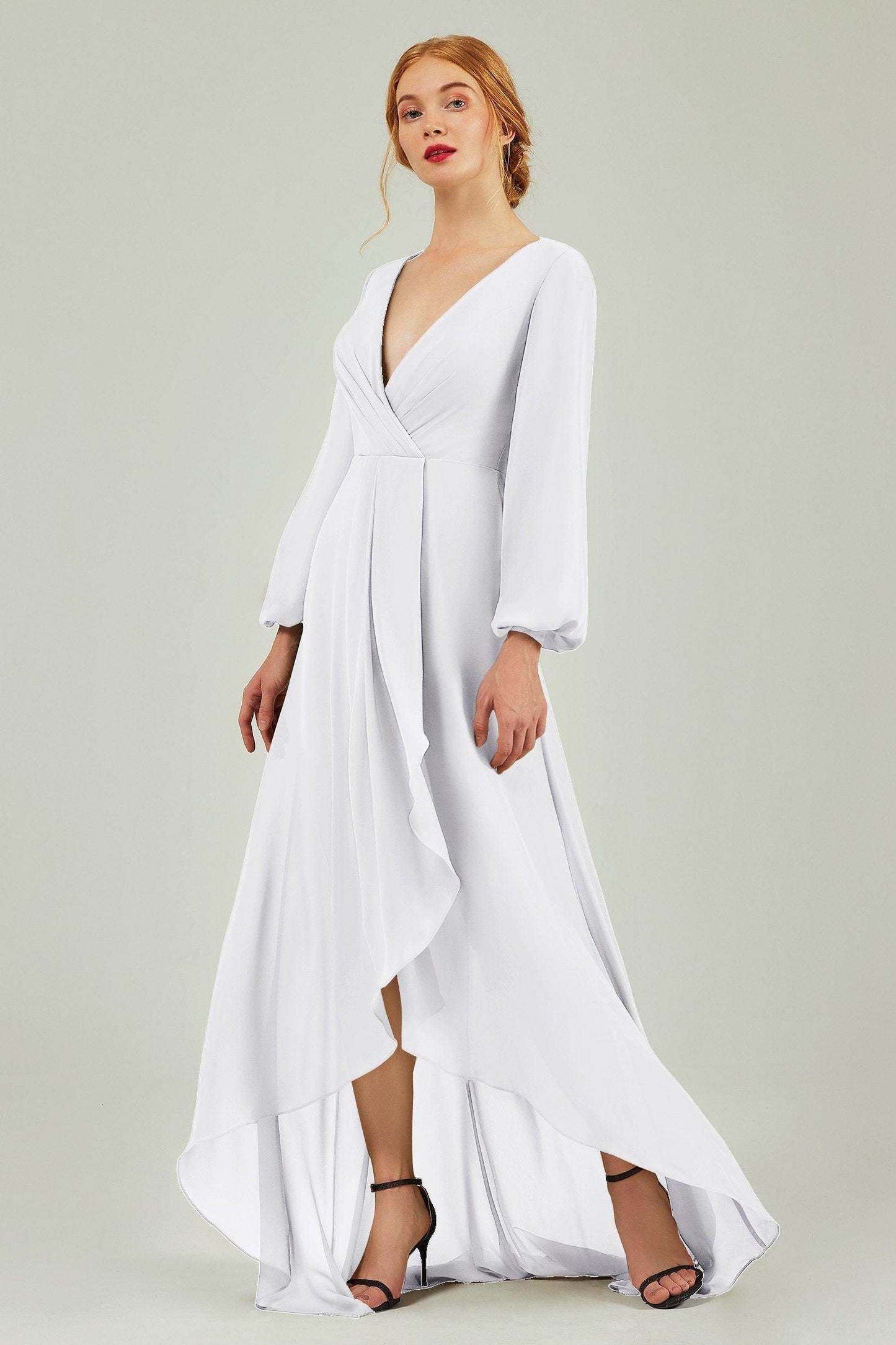 Asymmetrical Sweep-Brush Chiffon Bridesmaid Dress Formal Dresses CB0239 - COCOMELODY