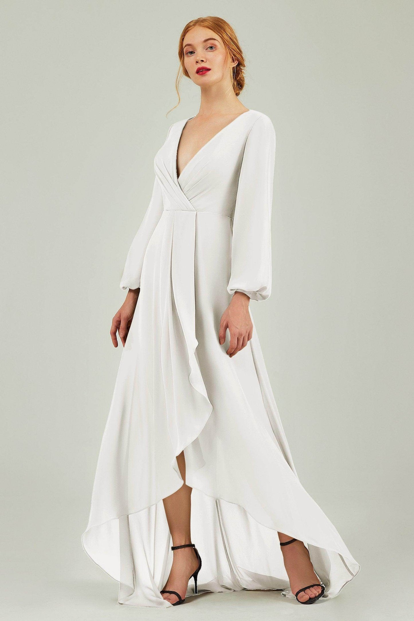 Asymmetrical Sweep-Brush Chiffon Bridesmaid Dress Formal Dresses CB0239 - COCOMELODY