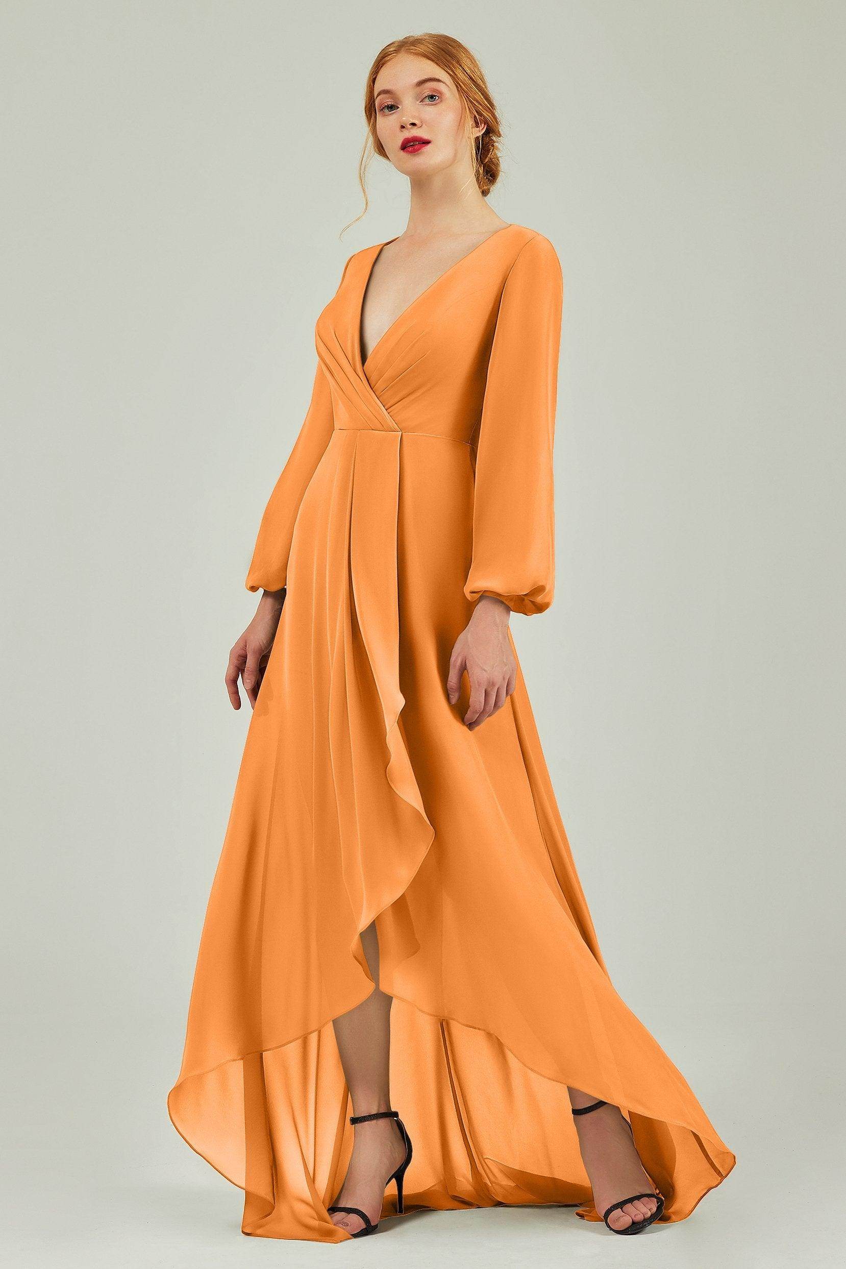 Asymmetrical Sweep-Brush Chiffon Bridesmaid Dress Formal Dresses CB0239 - COCOMELODY