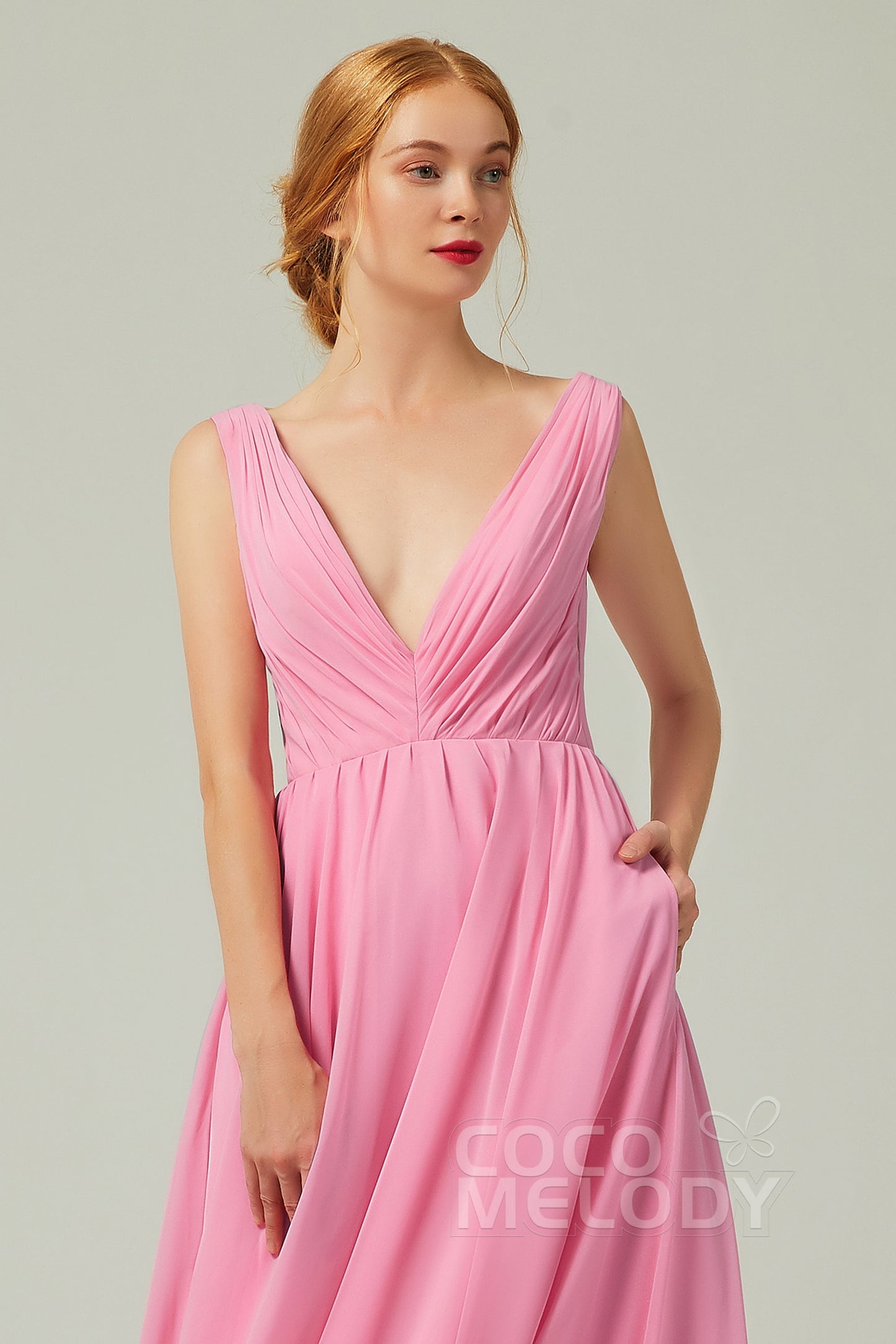 A-Line Floor Length Chiffon Bridesmaid Dress CB0245