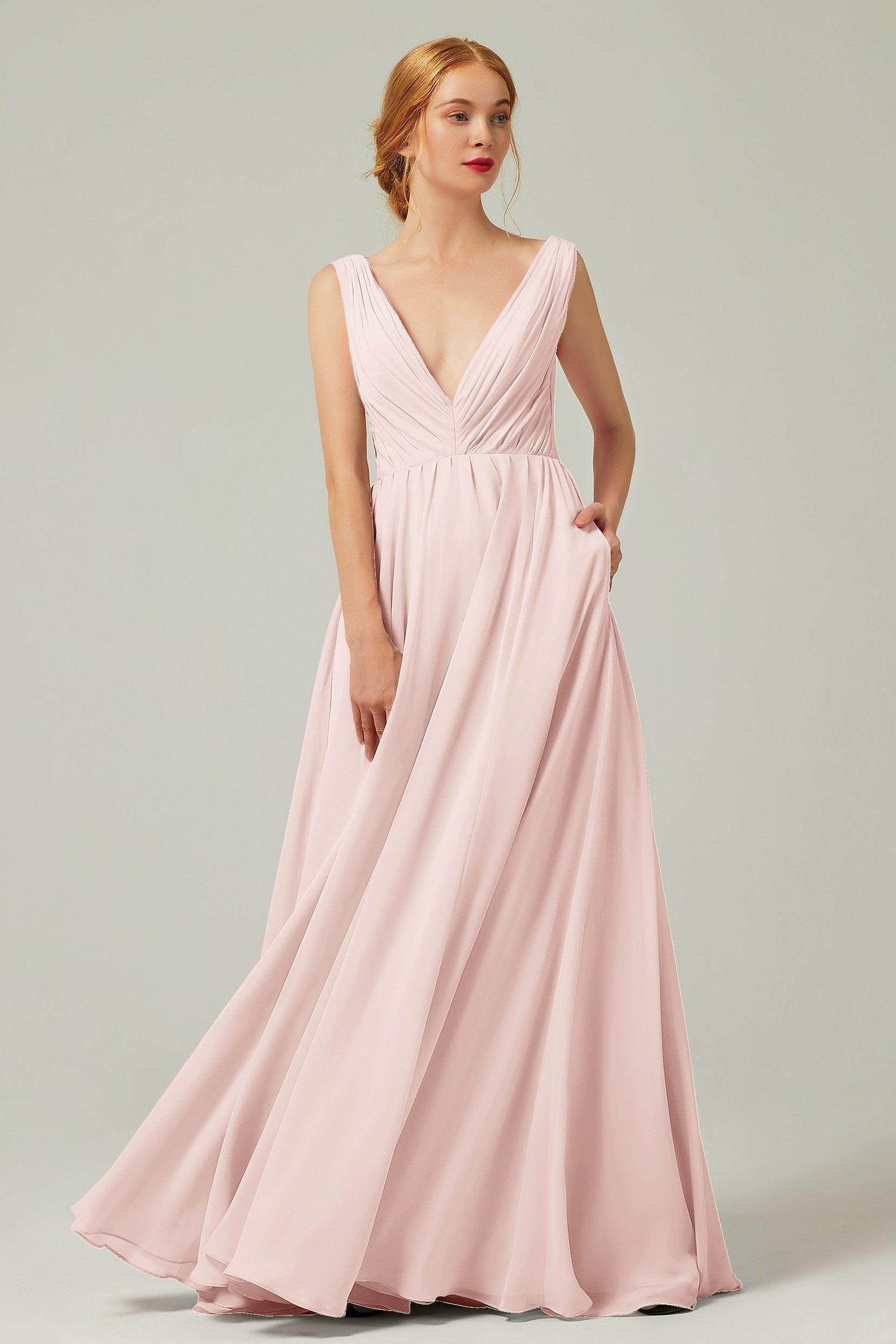 A-Line Floor Length Chiffon Bridesmaid Dress CB0245 - COCOMELODY