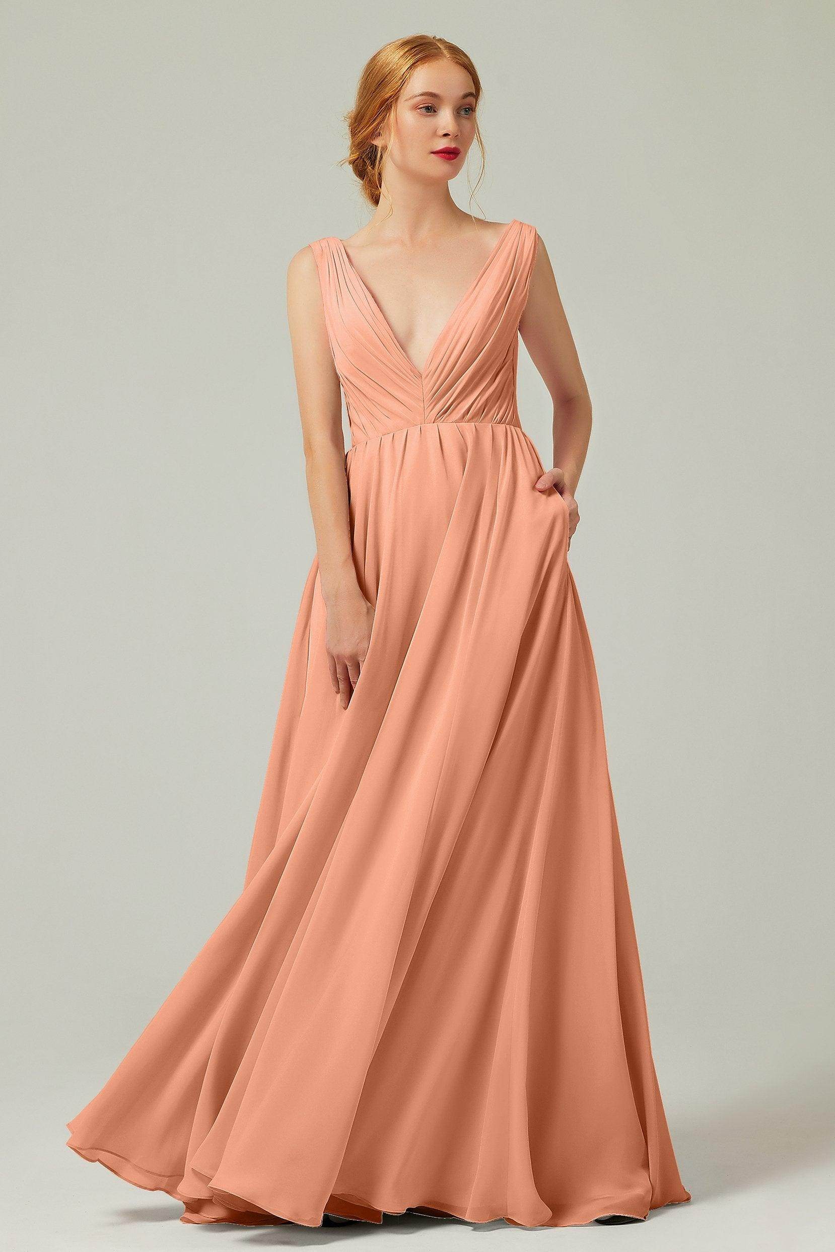 A-Line Floor Length Chiffon Bridesmaid Dress CB0245 - COCOMELODY