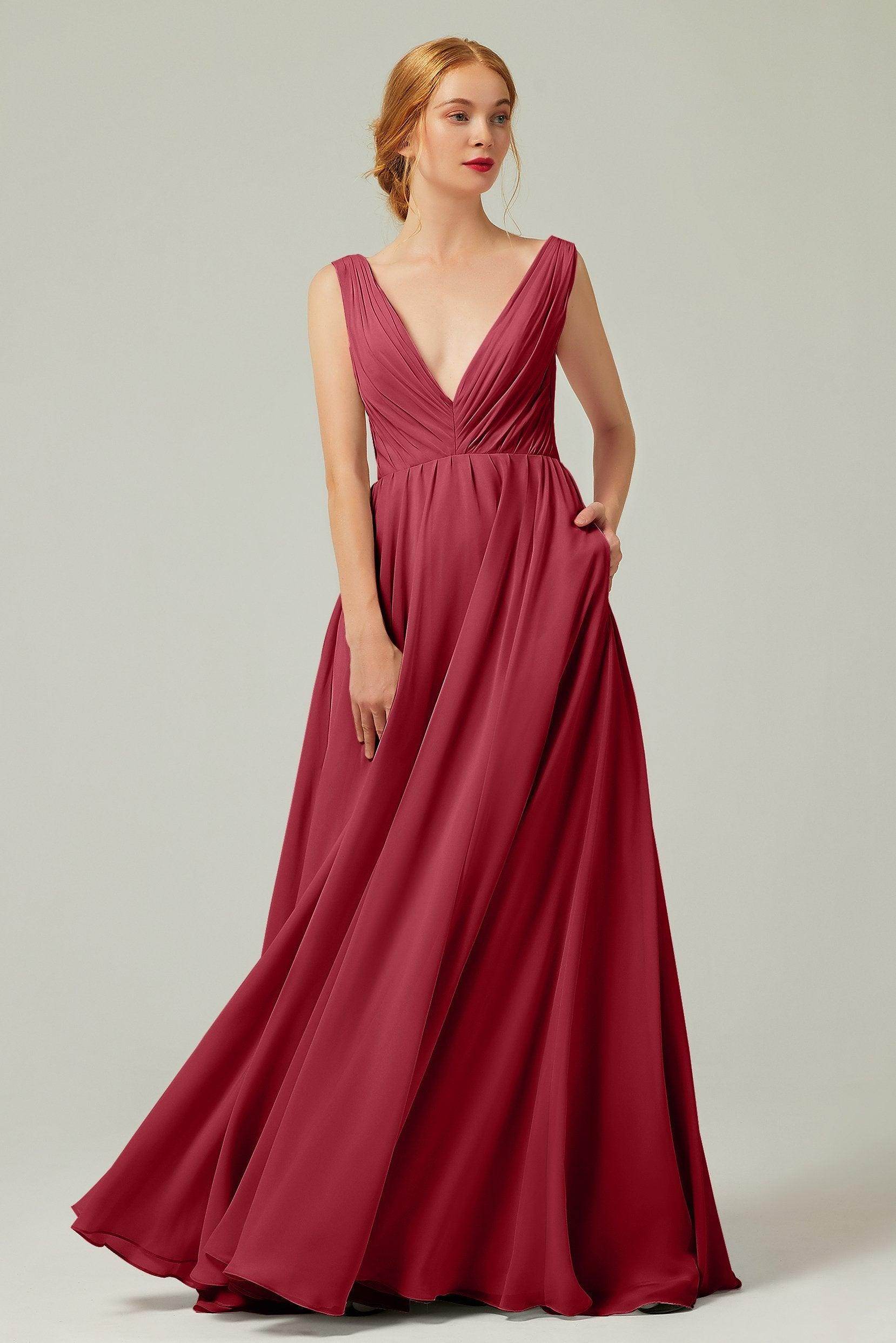 A-Line Floor Length Chiffon Bridesmaid Dress CB0245 - COCOMELODY