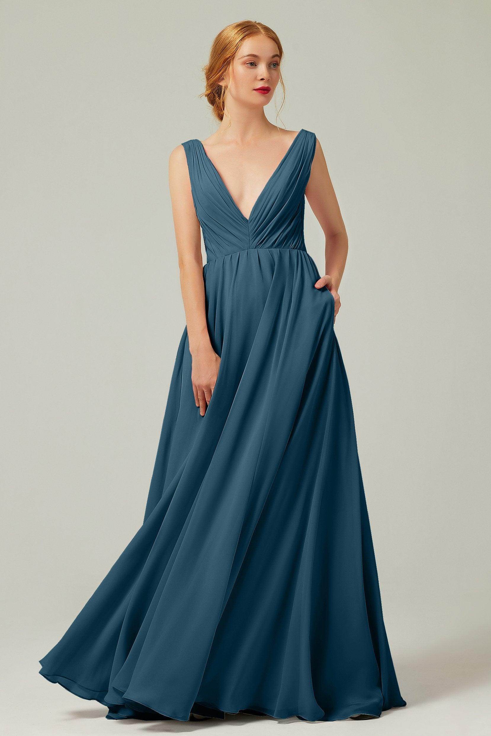 A-Line Floor Length Chiffon Bridesmaid Dress CB0245 - COCOMELODY