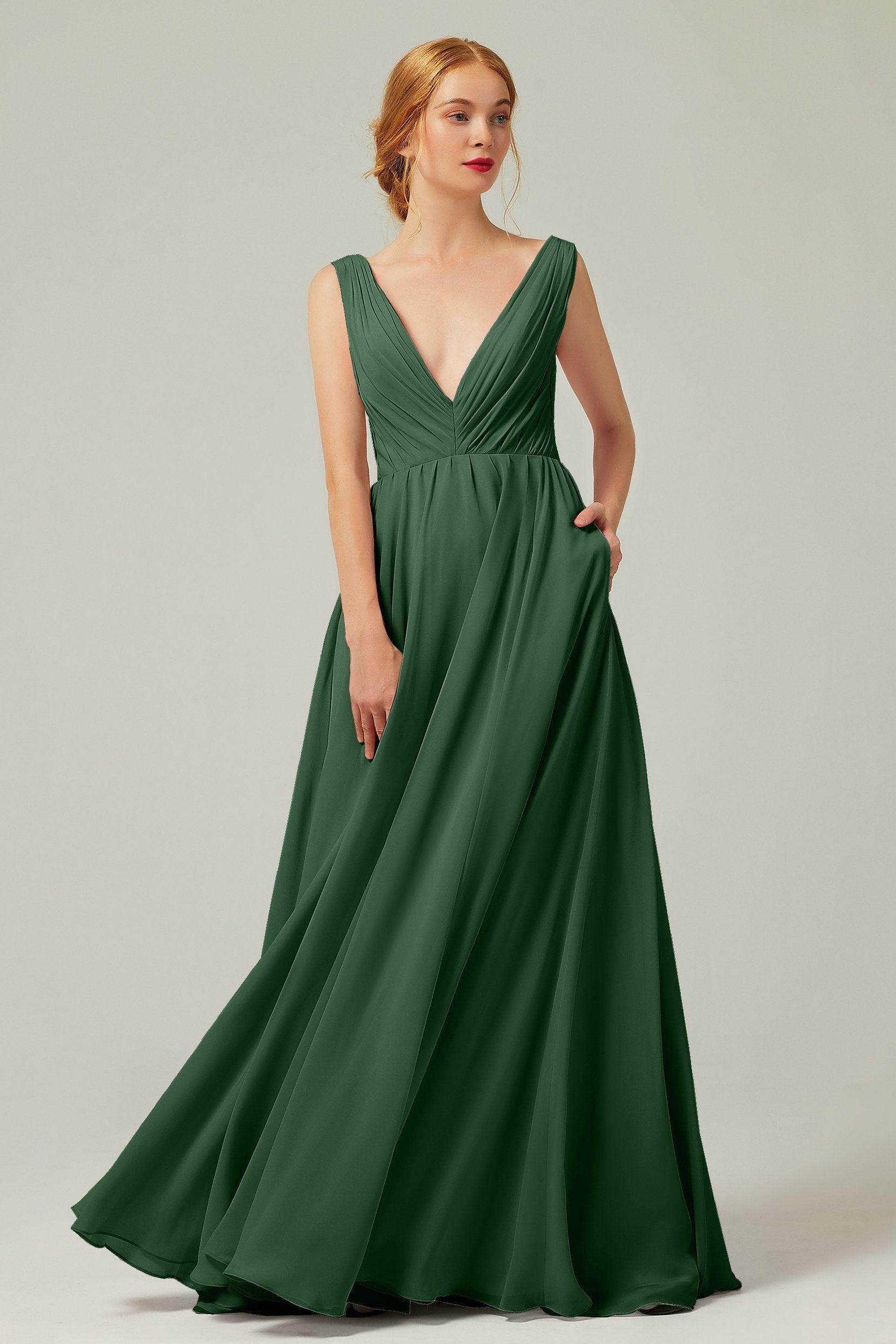 A-Line Floor Length Chiffon Bridesmaid Dress CB0245 - COCOMELODY