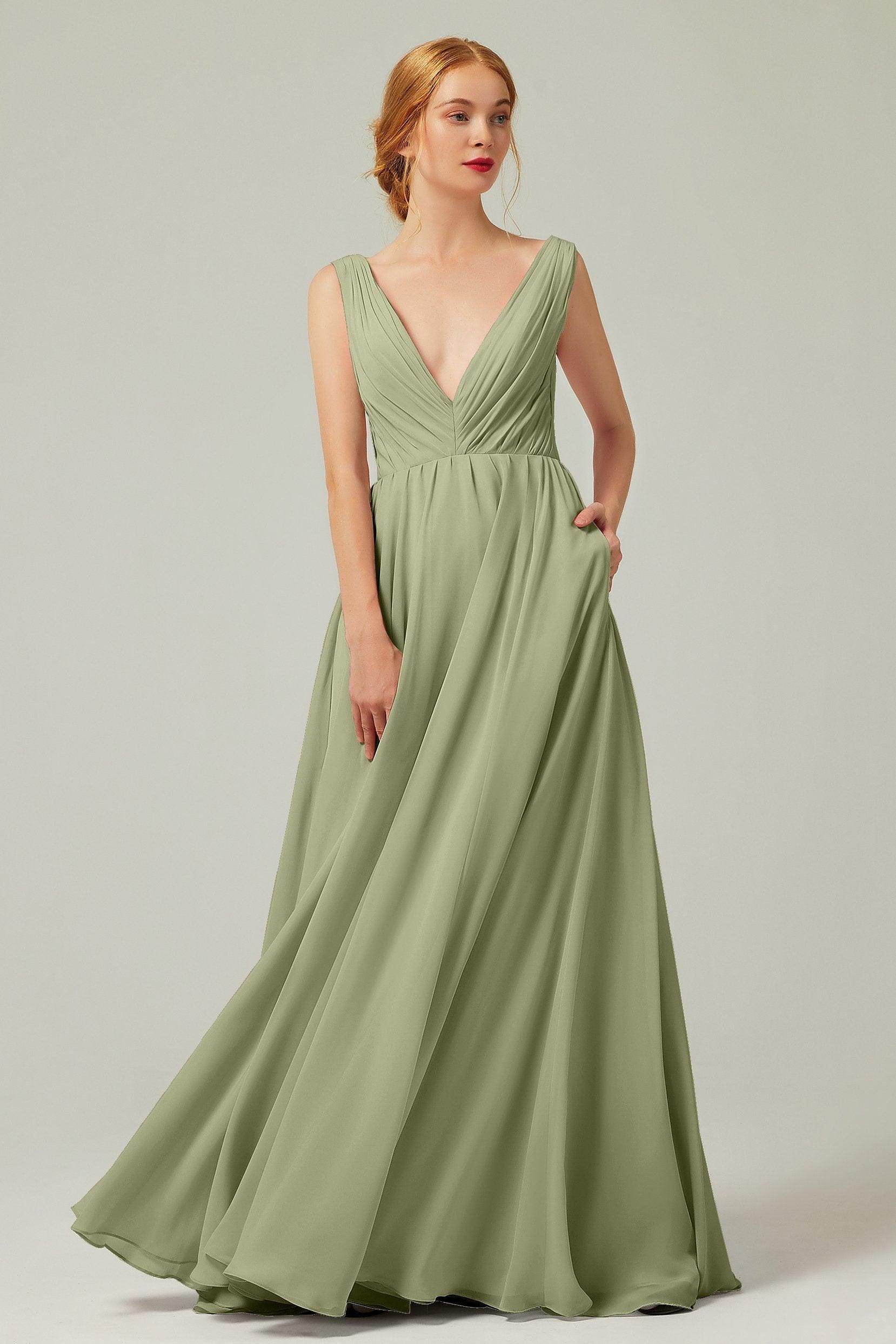 A-Line Floor Length Chiffon Bridesmaid Dress CB0245 - COCOMELODY