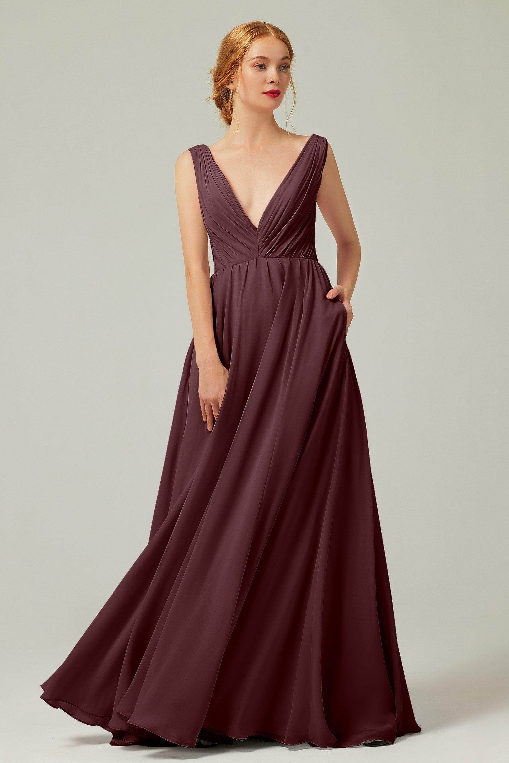 A-Line Floor Length Chiffon Bridesmaid Dress CB0245 - COCOMELODY