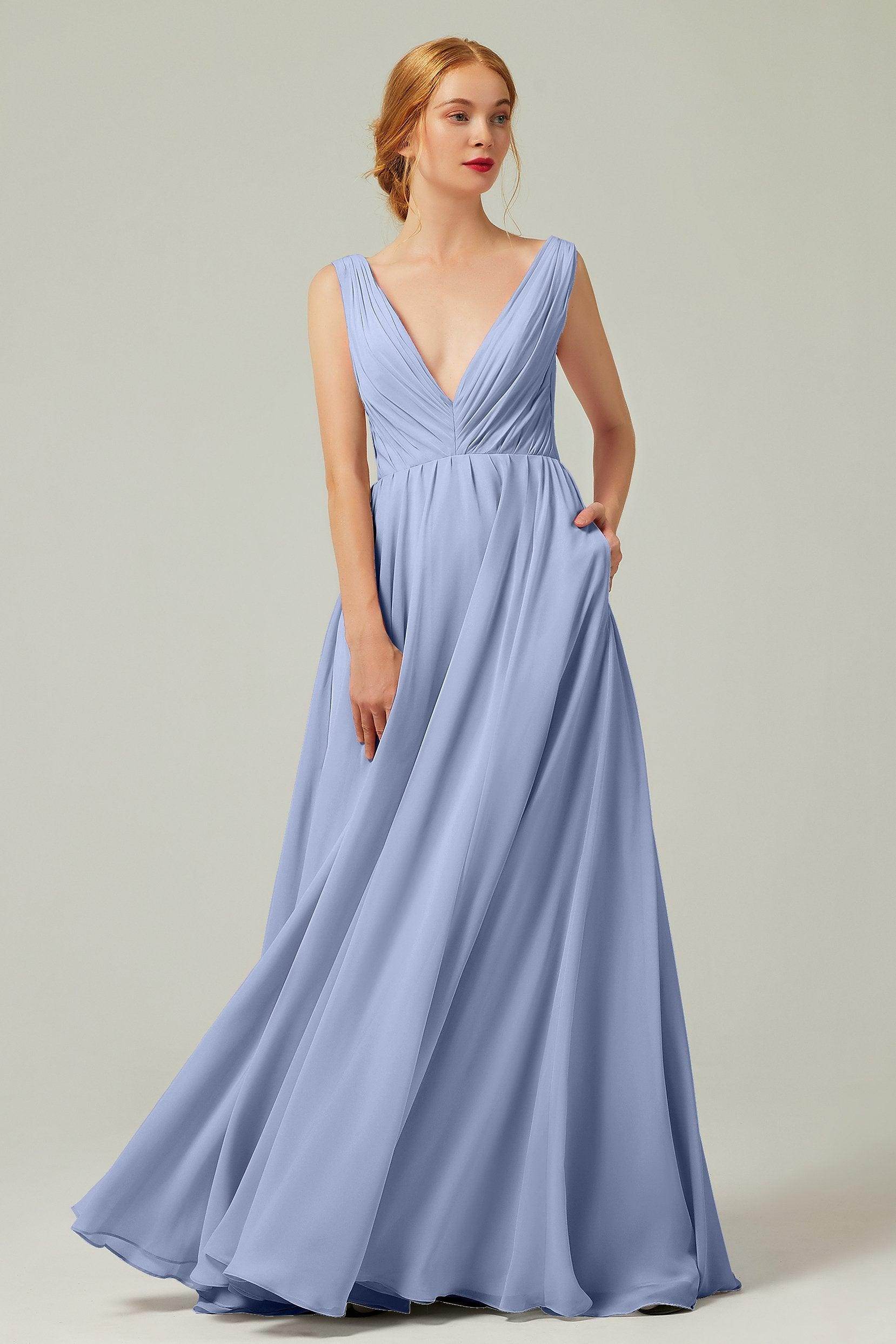 A-Line Floor Length Chiffon Bridesmaid Dress CB0245 - COCOMELODY