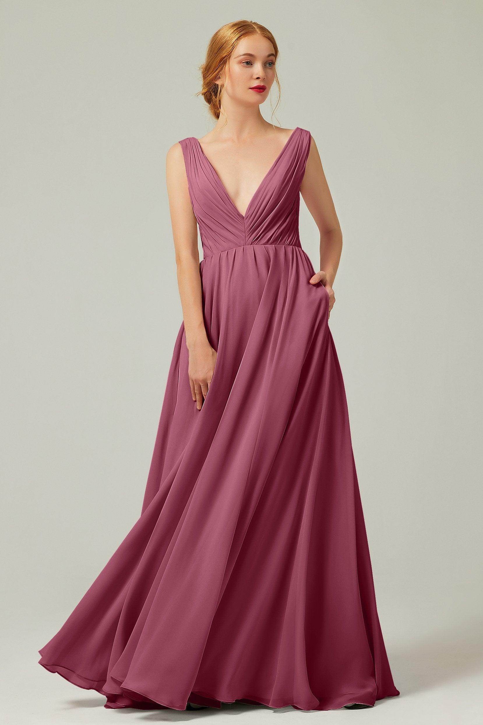 A-Line Floor Length Chiffon Bridesmaid Dress CB0245 - COCOMELODY