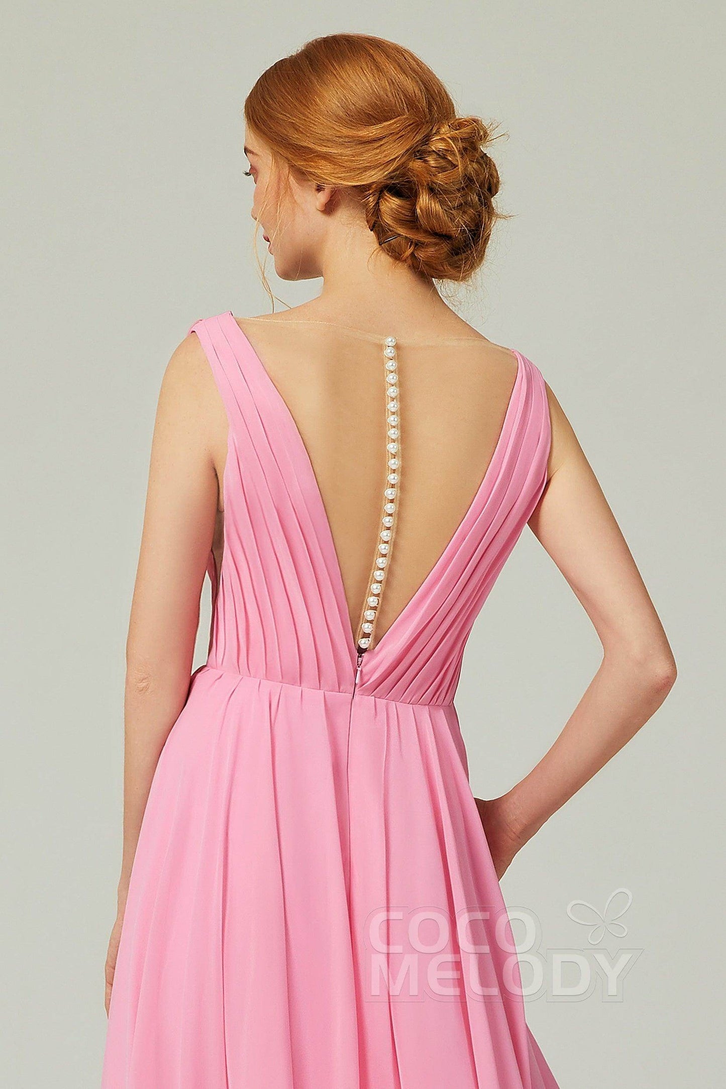 A-Line Floor Length Chiffon Bridesmaid Dress CB0245 - COCOMELODY
