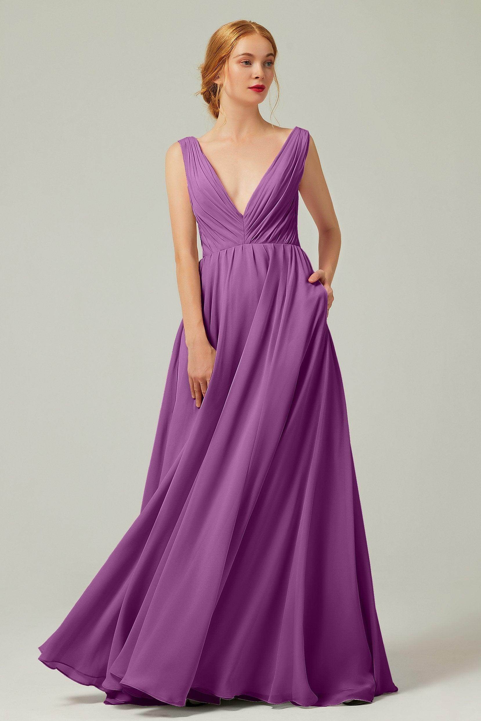 A-Line Floor Length Chiffon Bridesmaid Dress CB0245 - COCOMELODY