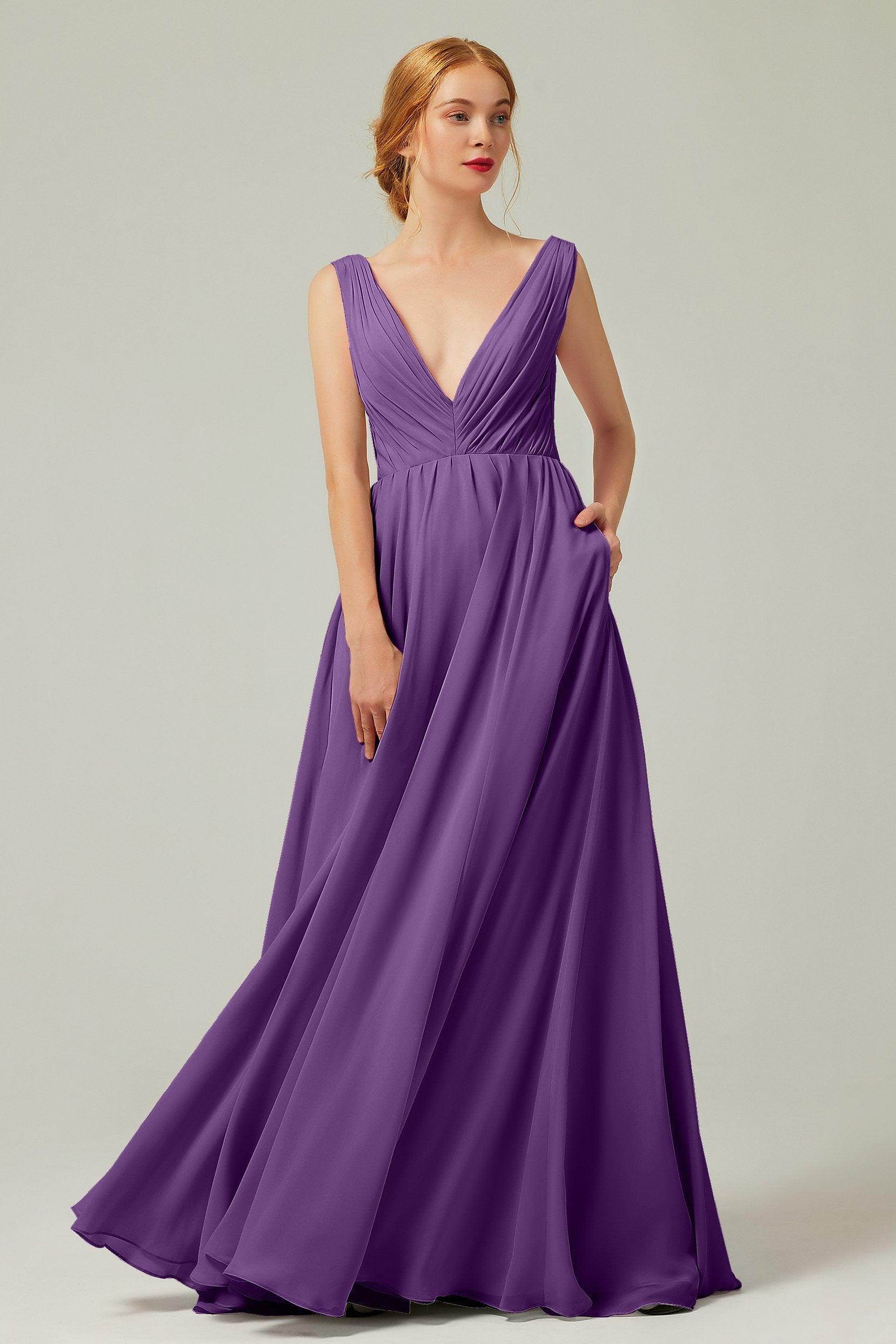 A-Line Floor Length Chiffon Bridesmaid Dress CB0245 - COCOMELODY