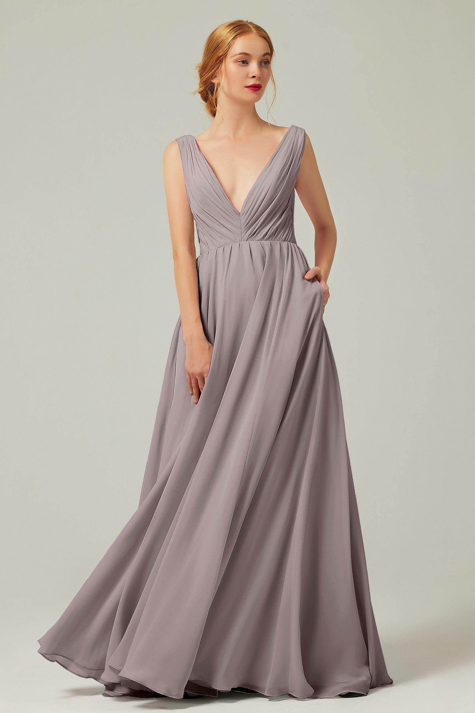 A-Line Floor Length Chiffon Bridesmaid Dress CB0245 - COCOMELODY