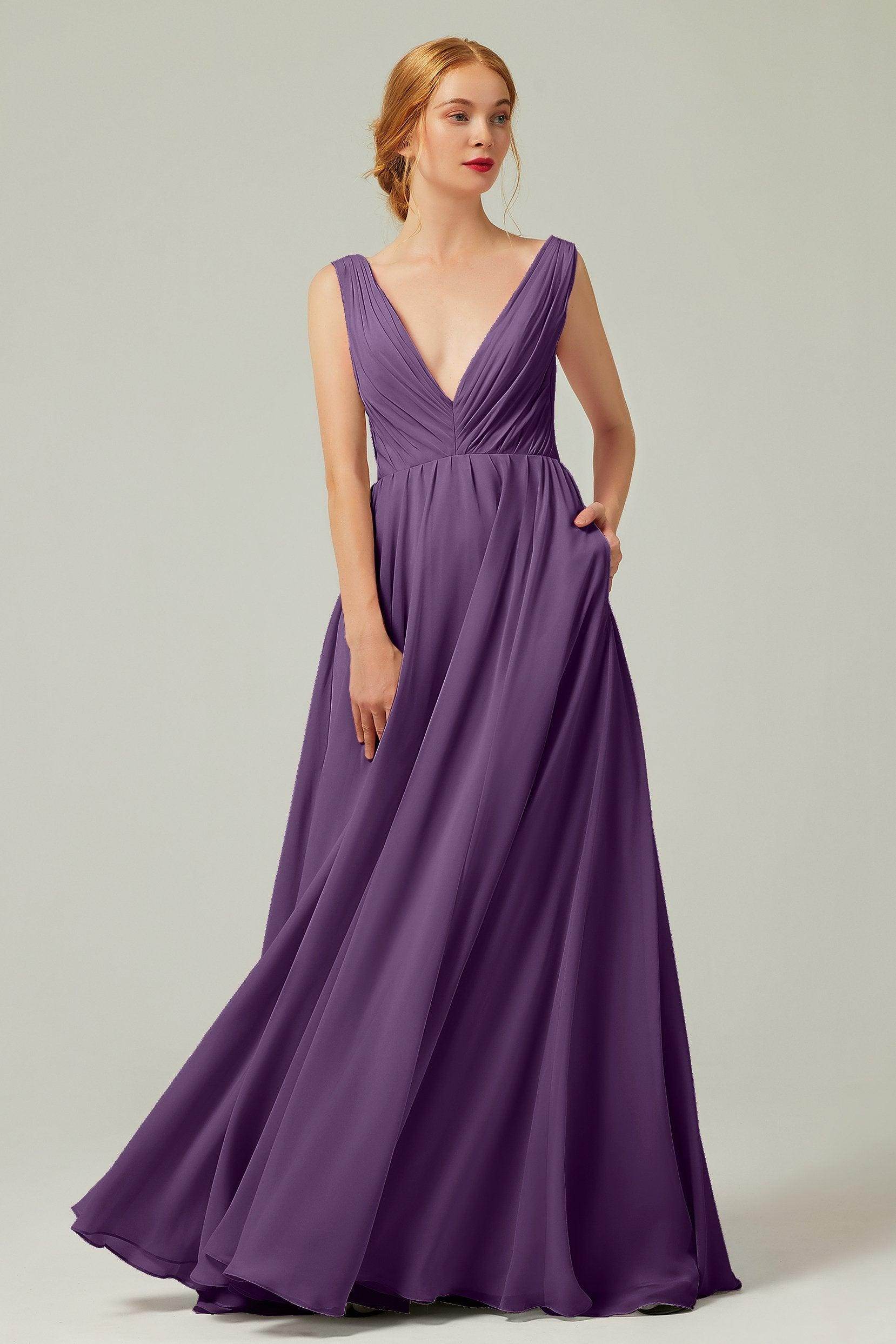 A-Line Floor Length Chiffon Bridesmaid Dress CB0245 - COCOMELODY