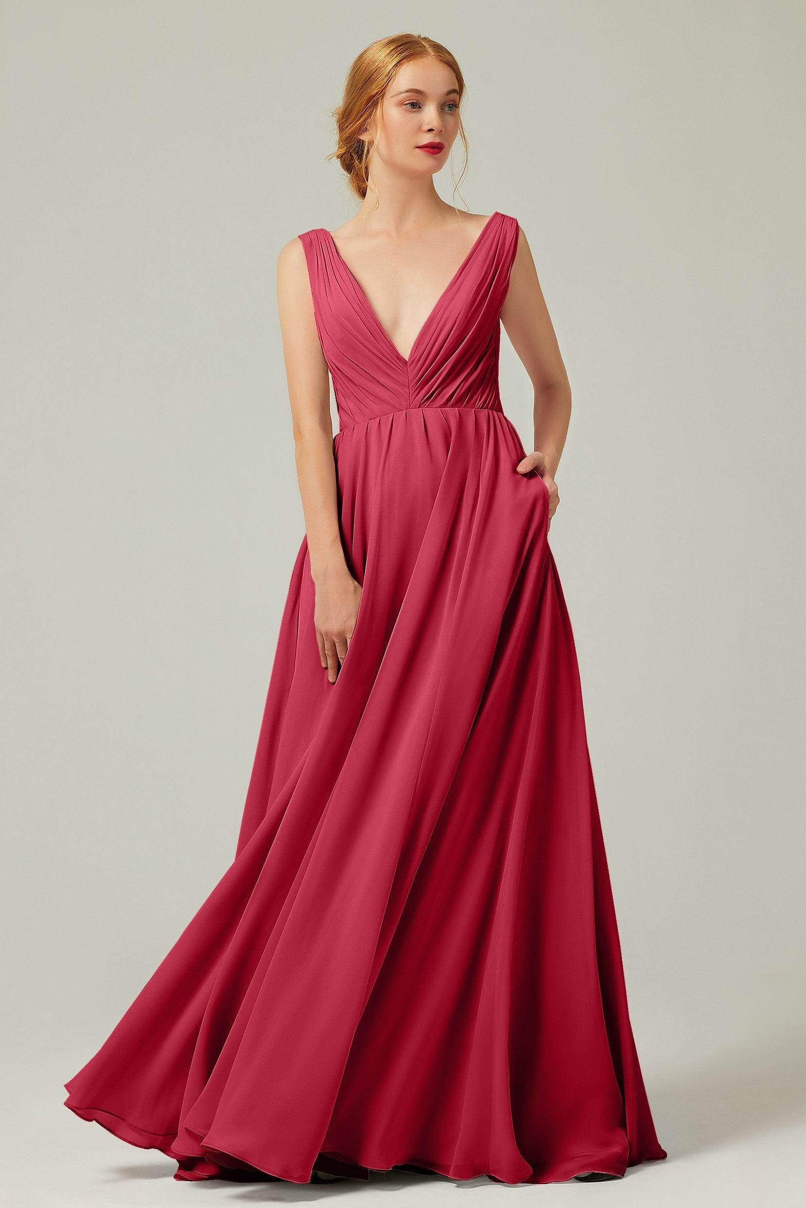 A-Line Floor Length Chiffon Bridesmaid Dress CB0245 - COCOMELODY