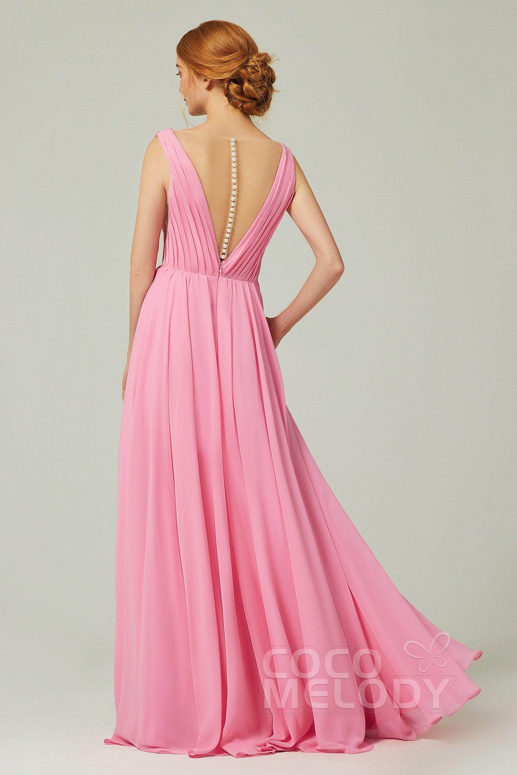 A-Line Floor Length Chiffon Bridesmaid Dress CB0245 - COCOMELODY