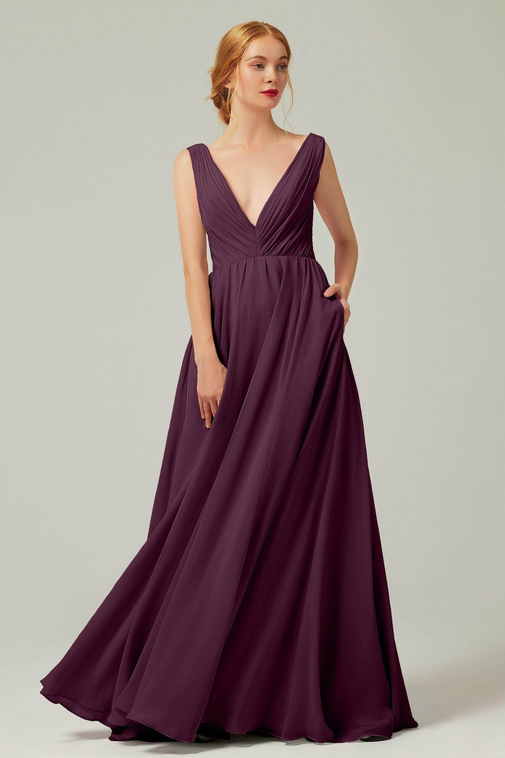 A-Line Floor Length Chiffon Bridesmaid Dress CB0245 - COCOMELODY