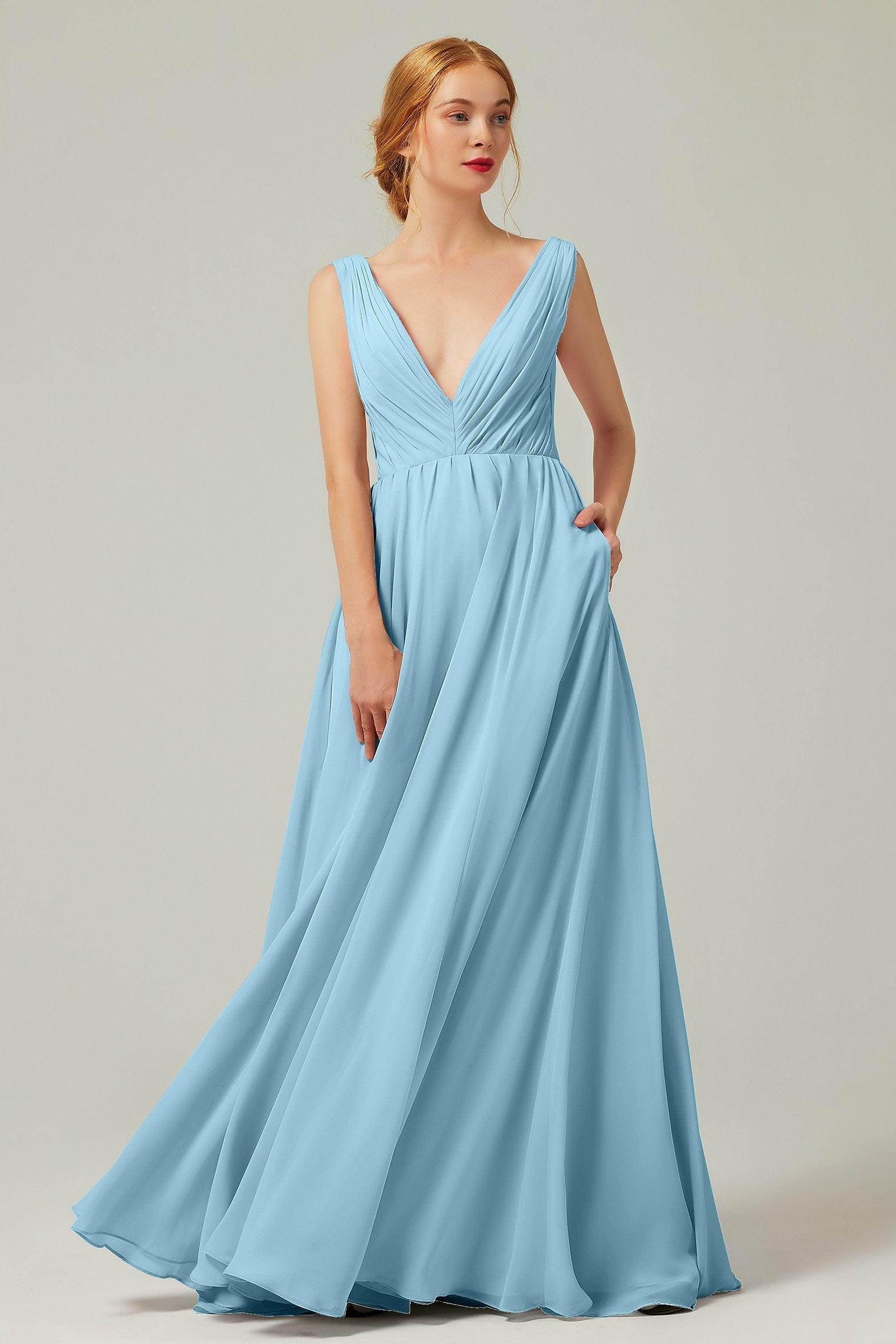 A-Line Floor Length Chiffon Bridesmaid Dress CB0245 - COCOMELODY
