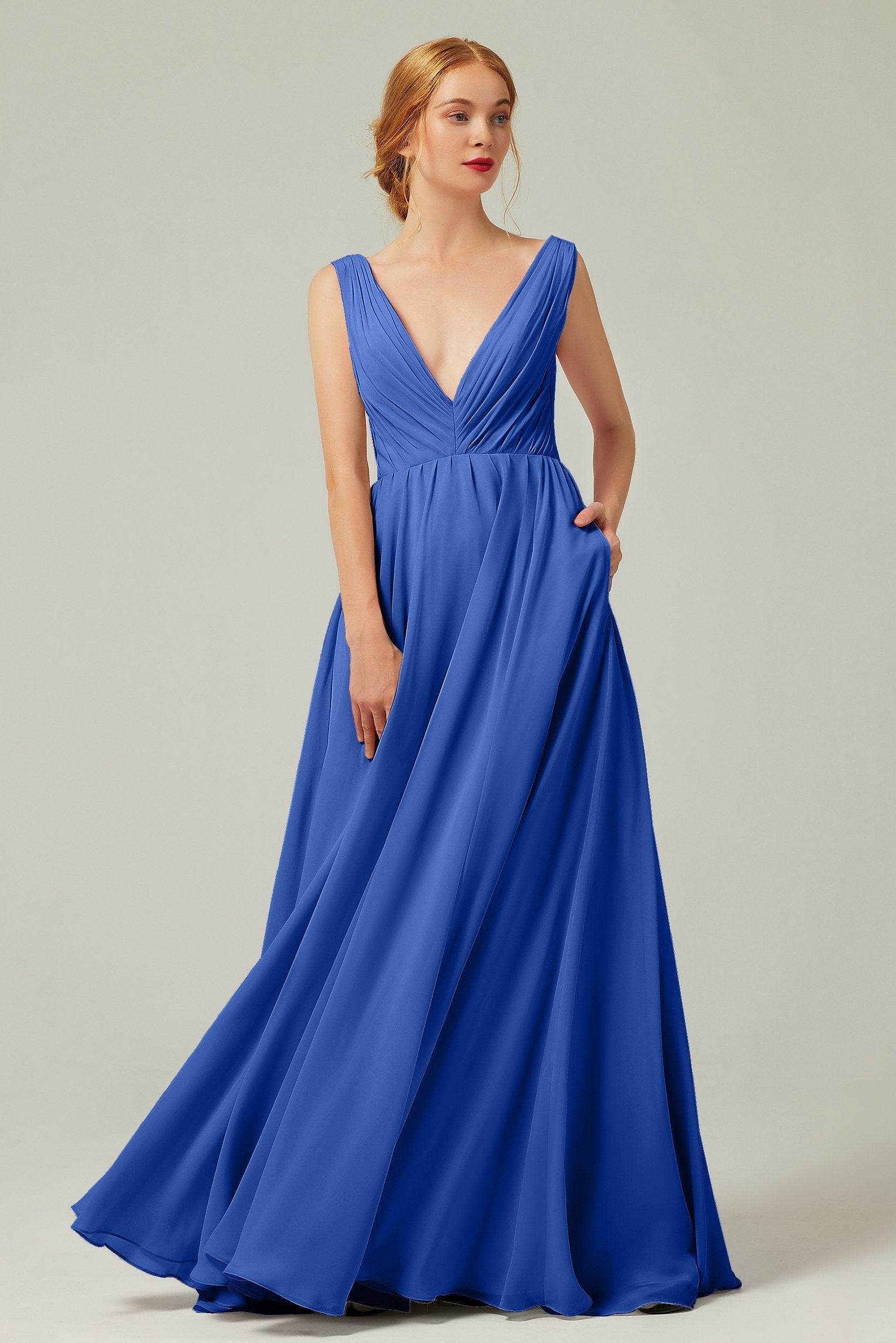 A-Line Floor Length Chiffon Bridesmaid Dress CB0245 - COCOMELODY