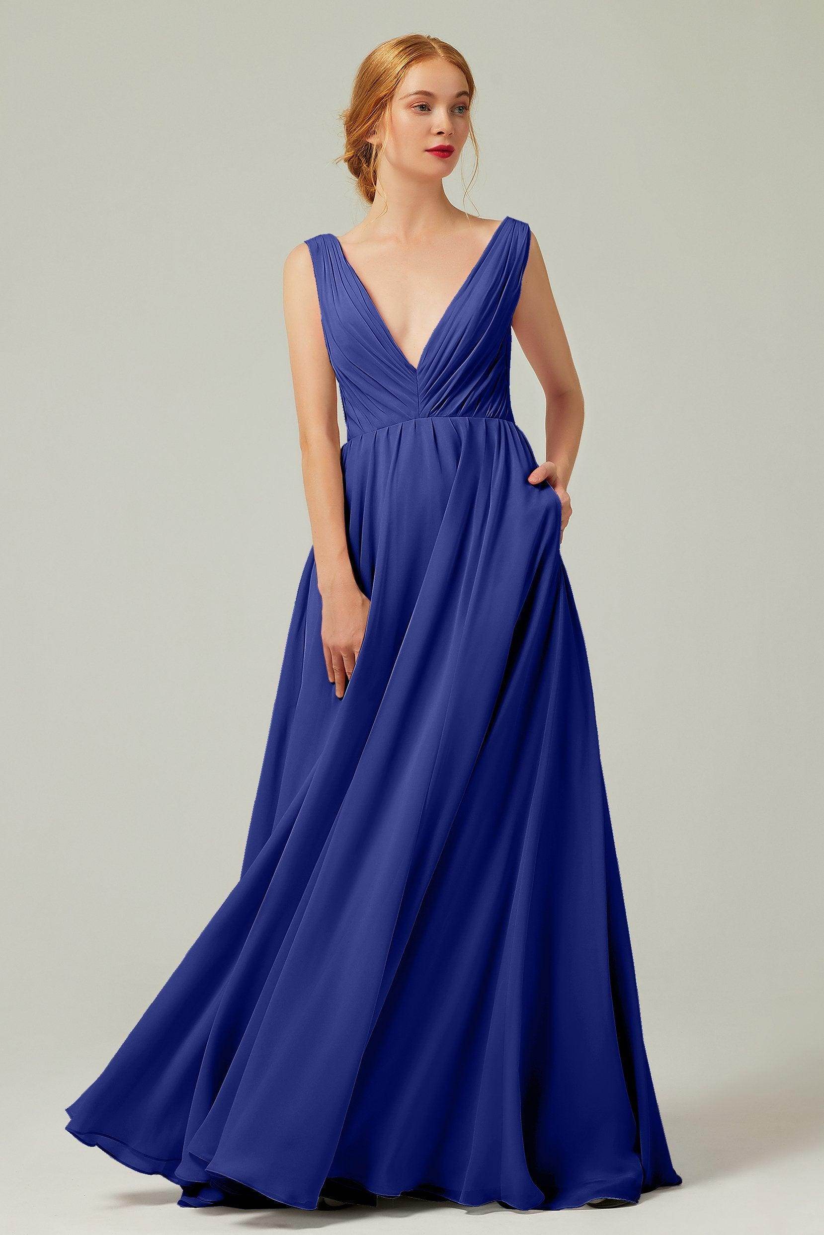 A-Line Floor Length Chiffon Bridesmaid Dress CB0245 - COCOMELODY
