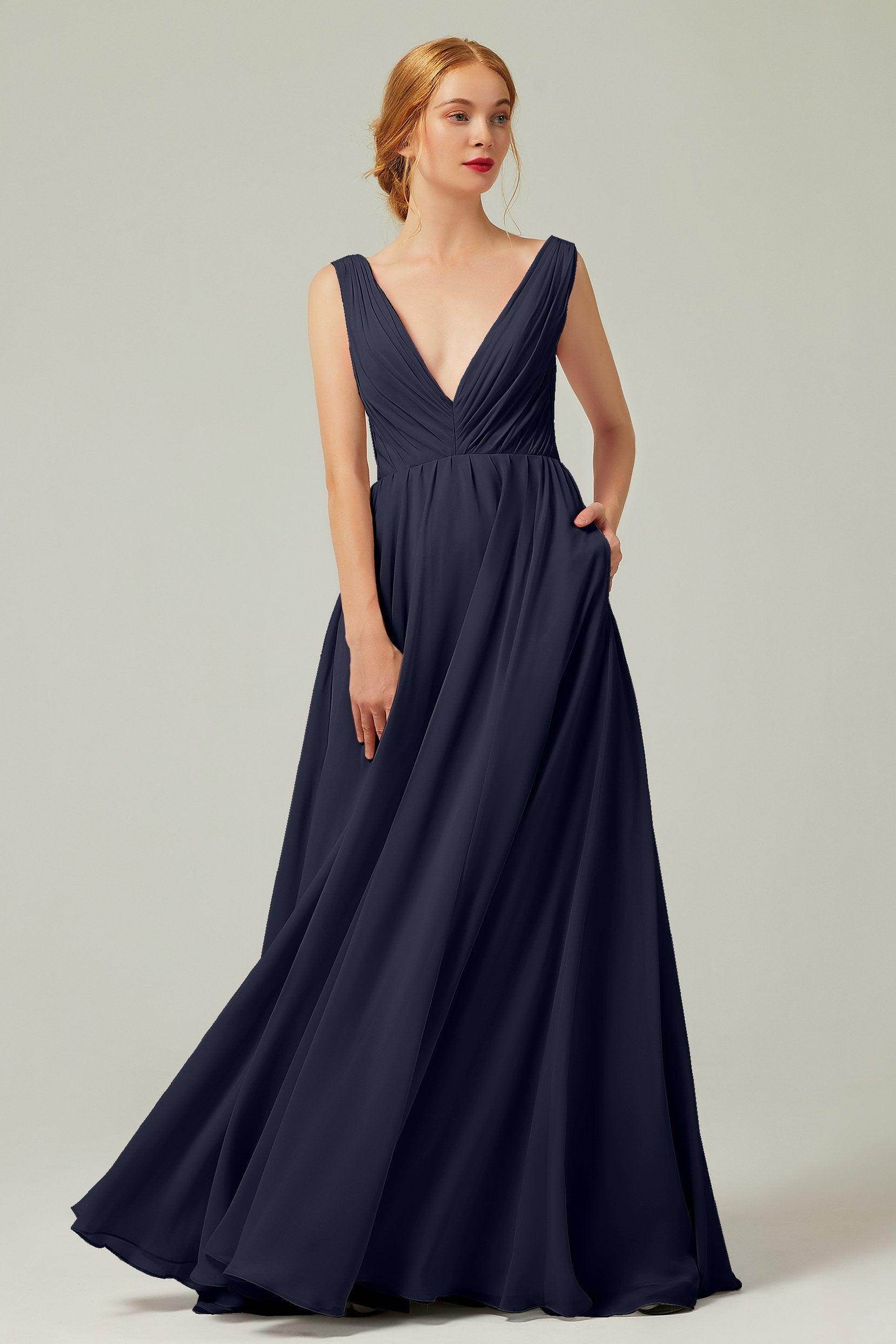 A-Line Floor Length Chiffon Bridesmaid Dress CB0245 - COCOMELODY
