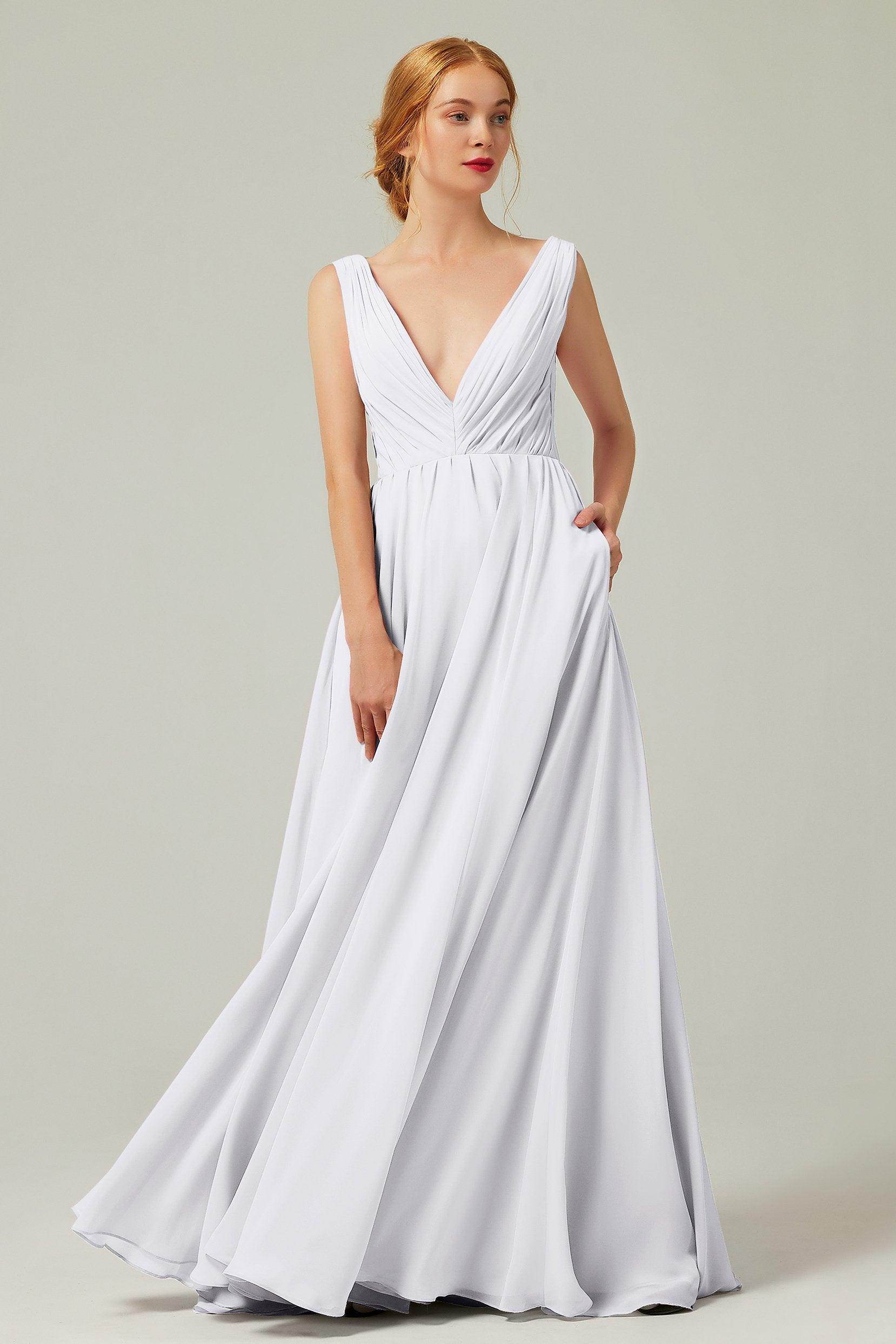 A-Line Floor Length Chiffon Bridesmaid Dress CB0245 - COCOMELODY